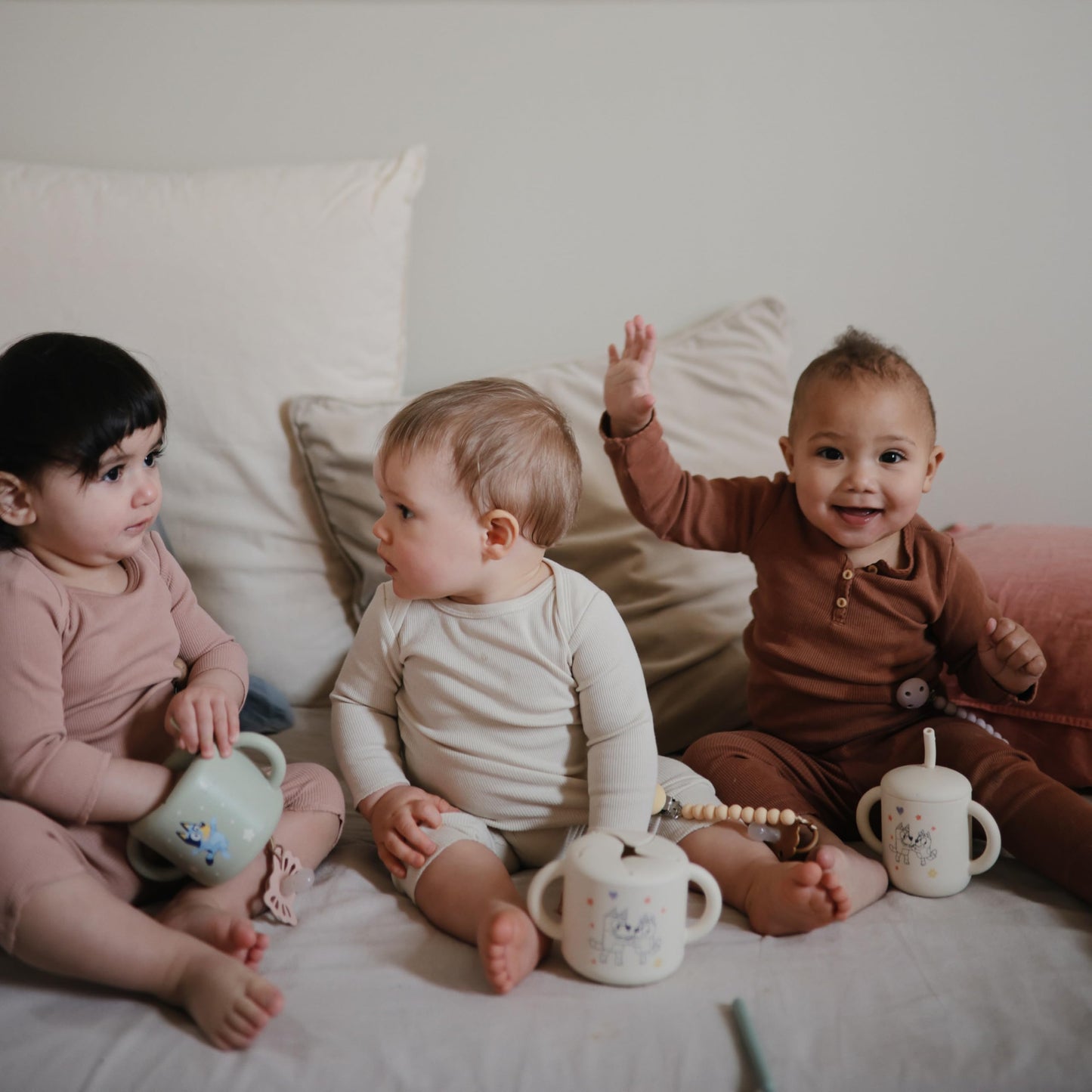 mushie 100% Silicone Training Cup & Straw for Toddlers | 6 Months+ (Whales)