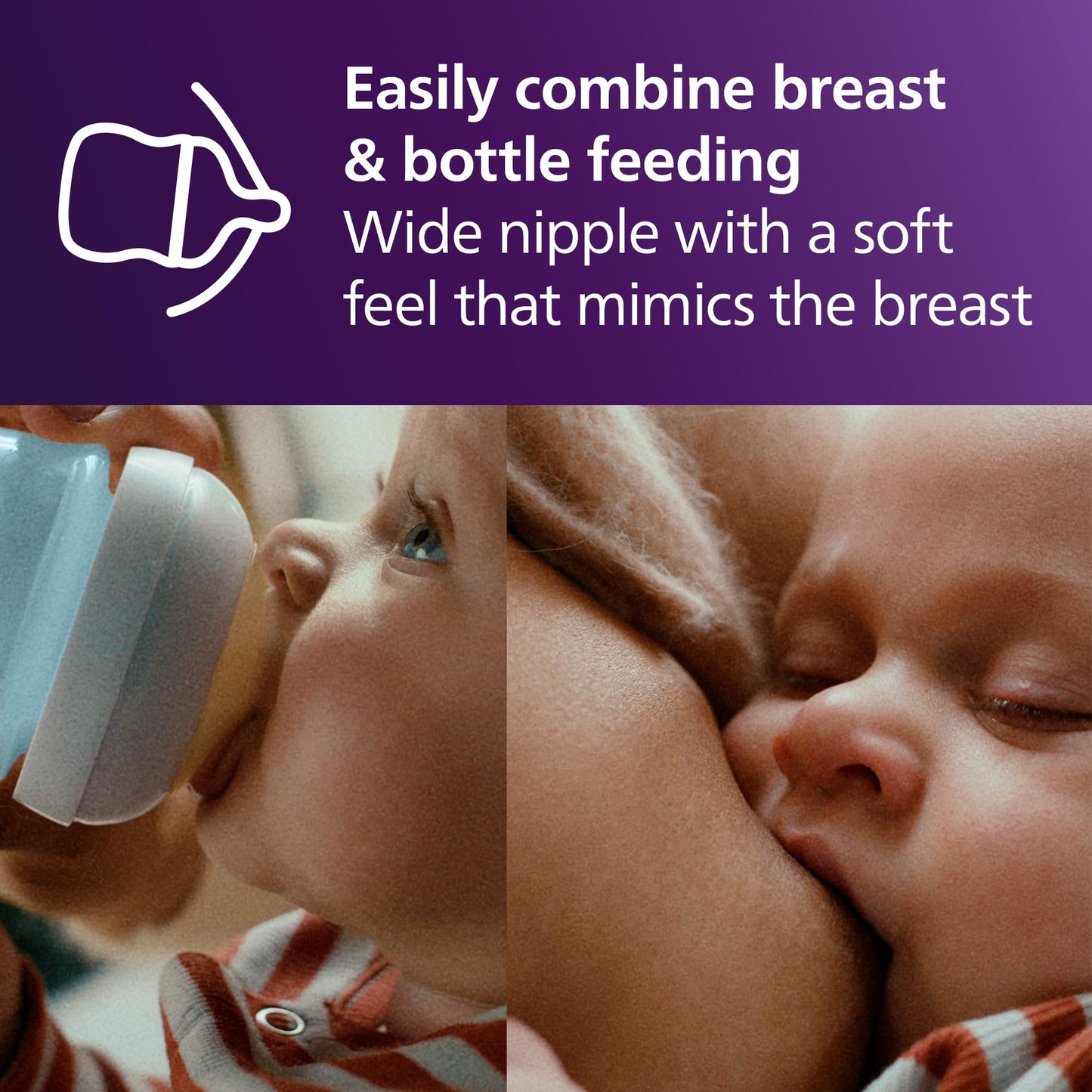 Philips Avent Natural Baby Bottles with Natural Response Nipples (Slow Flow, Flow 2), 4oz, 4-Pack