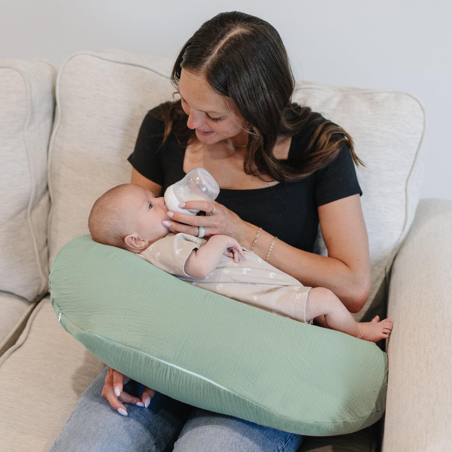 Konssy Muslin Nursing Pillow Covers, 100% Cotton Soft & Adorable Covers for Breastfeeding Pillows, Slipcovers for Newborn Baby Boys & Girls
