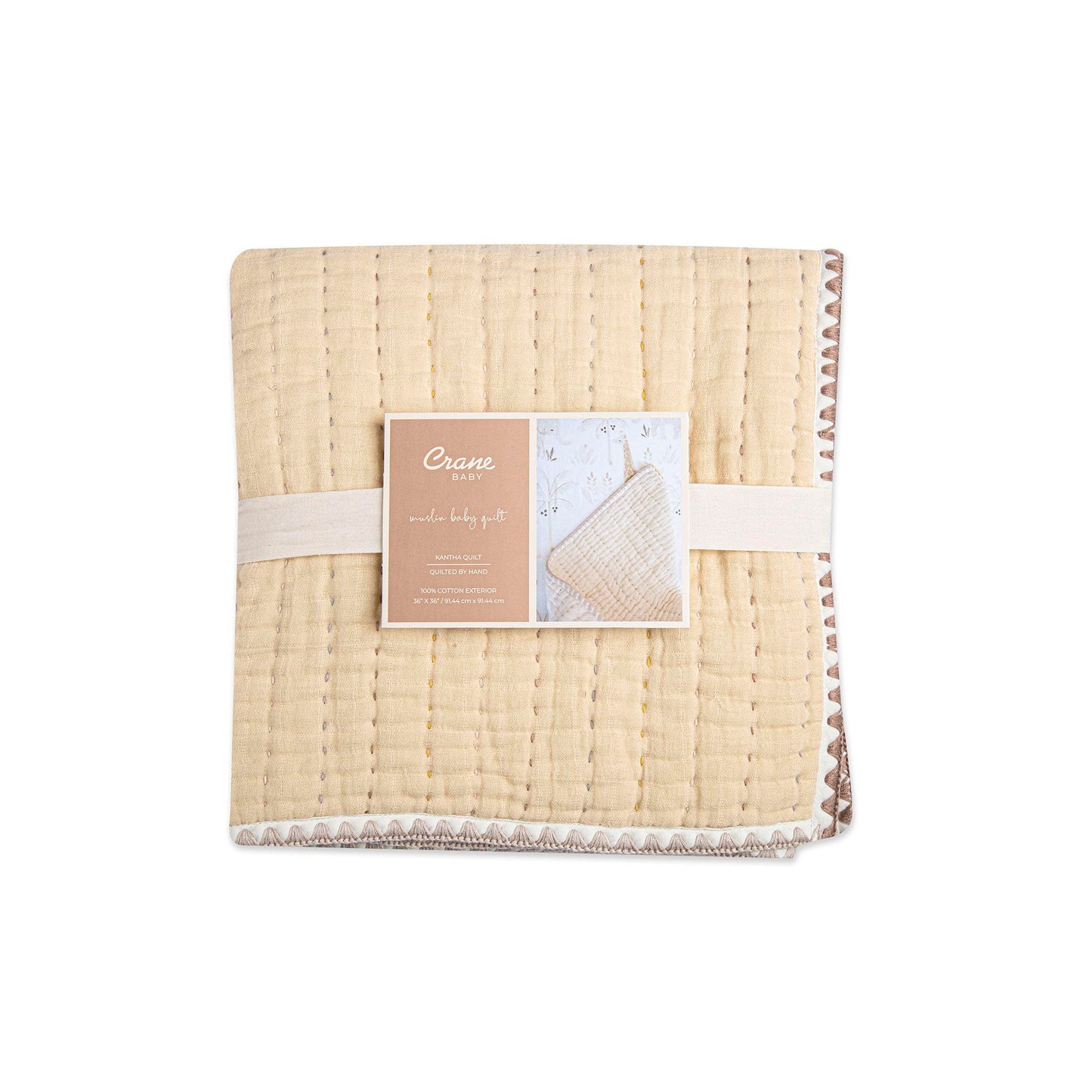 Crane Baby Blanket, 36” x 36”, Soft Cotton Quilted Nursery Blanket for Boys and Girls, Copper, Ezra Print