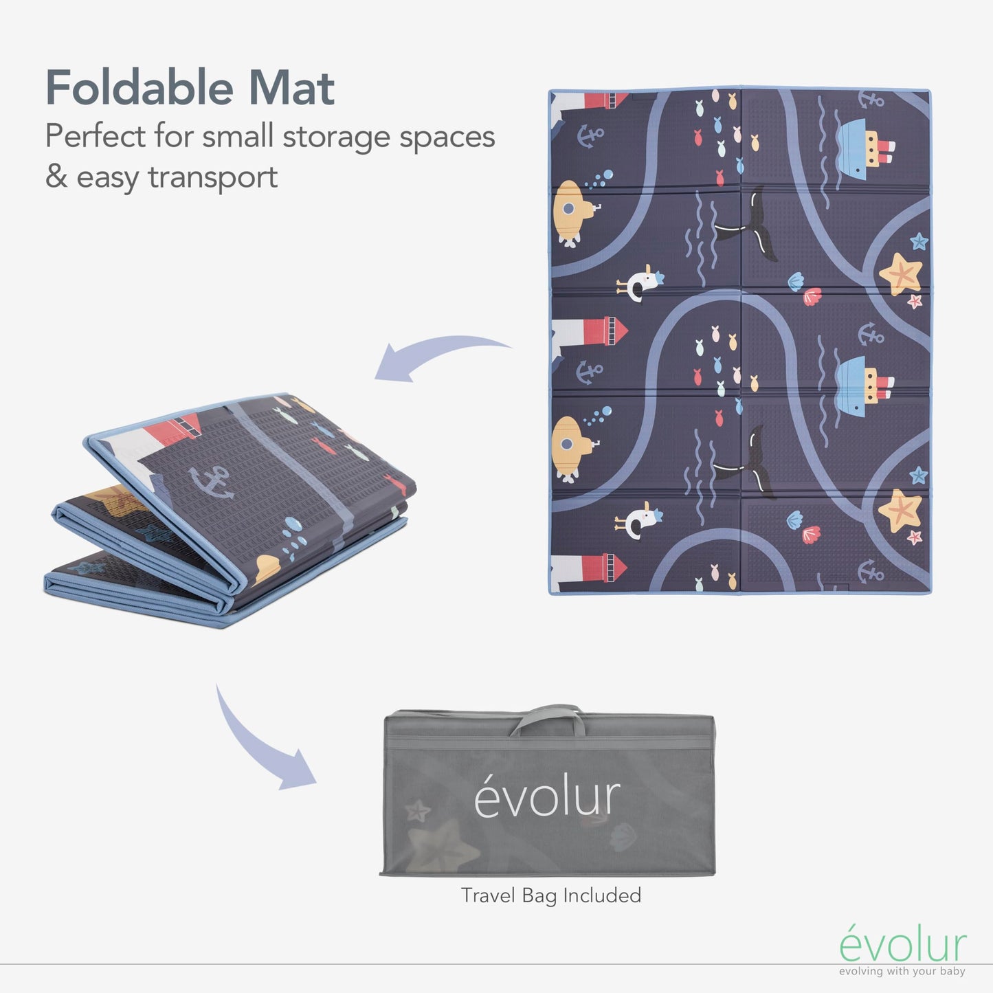 Evolur CozyCush Reversible Non-Toxic Baby Kids Playmat
