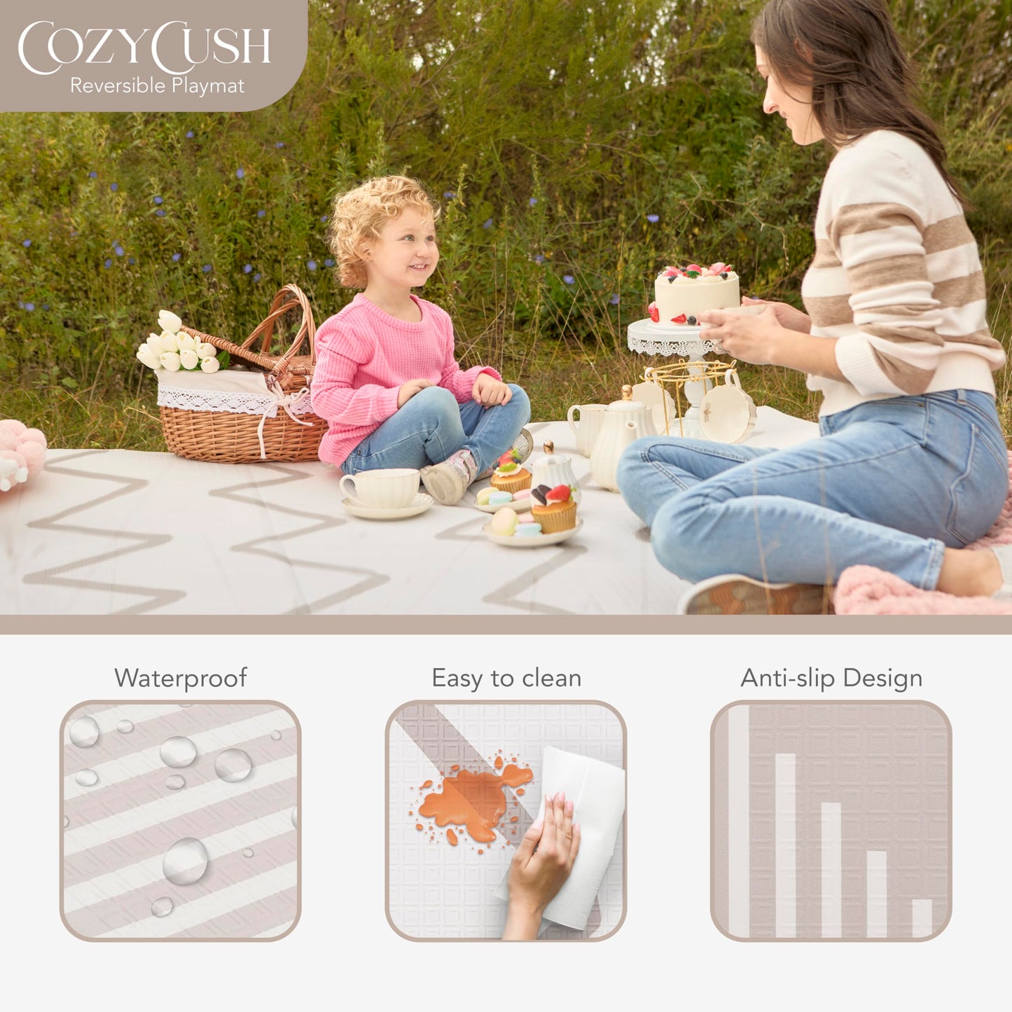 Evolur CozyCush Reversible Non-Toxic Baby Kids Playmat