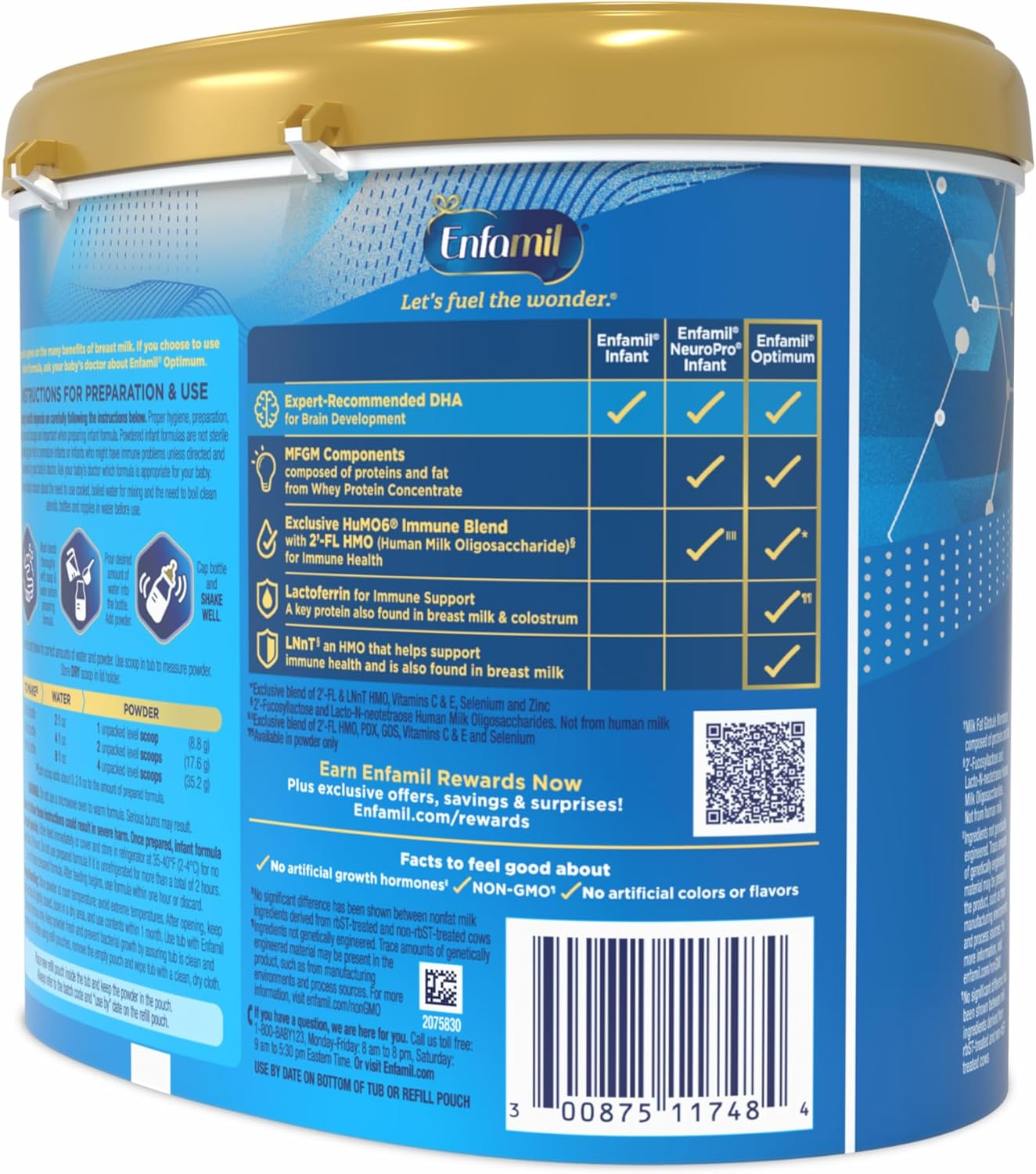 Enfamil Optimum (Enspire), Our Closest Formula to Breast Milk, Immune-Supporting Lactoferrin and Brain-Supporting DHA Baby Formula, Powder 20.5 Oz Tub