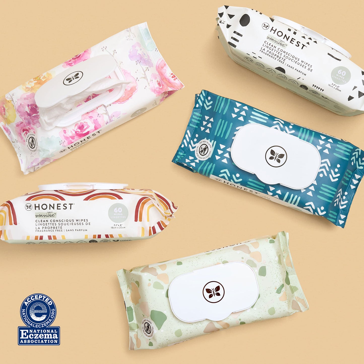 The Honest Company Clean Conscious Multi-Use Wipes | Hypoallergenic + Unscented for Sensitive Skin | Over 99% Water, Compostable, Plant Based, Baby Wipes | Pattern Play, 720 Count