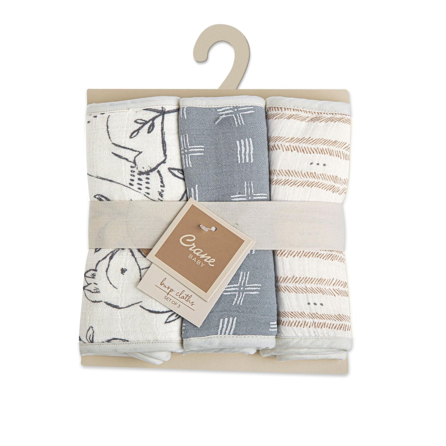 Crane Baby Muslin Burp Cloths, Nautical Theme Whale Design, Baby Boy Essentials, Cotton, Set of 3, 7" x 20" Blue Burp Cloth Set