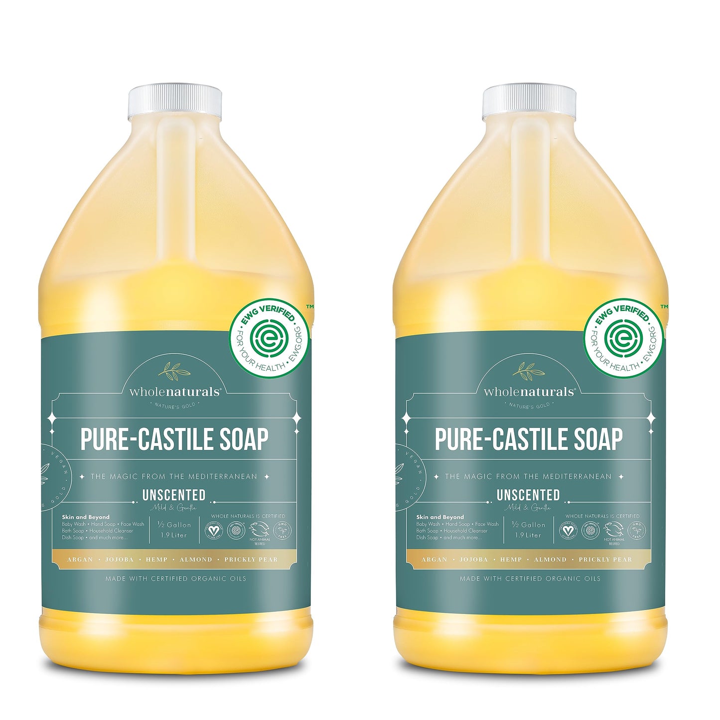 Pure Castile Soap Liquid, EWG Verified & Certified Palm Oil Free Unscented