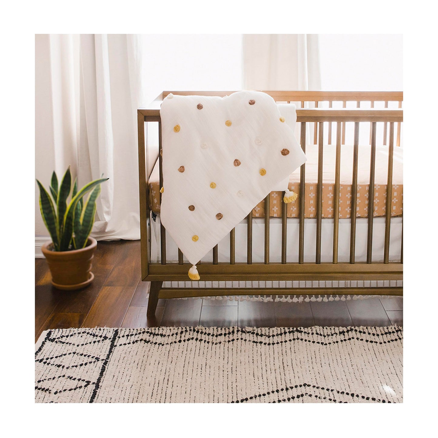 Crane Baby Blanket, 36” x 36”, Soft Cotton Quilted Nursery Blanket for Boys and Girls, Copper, Ezra Print