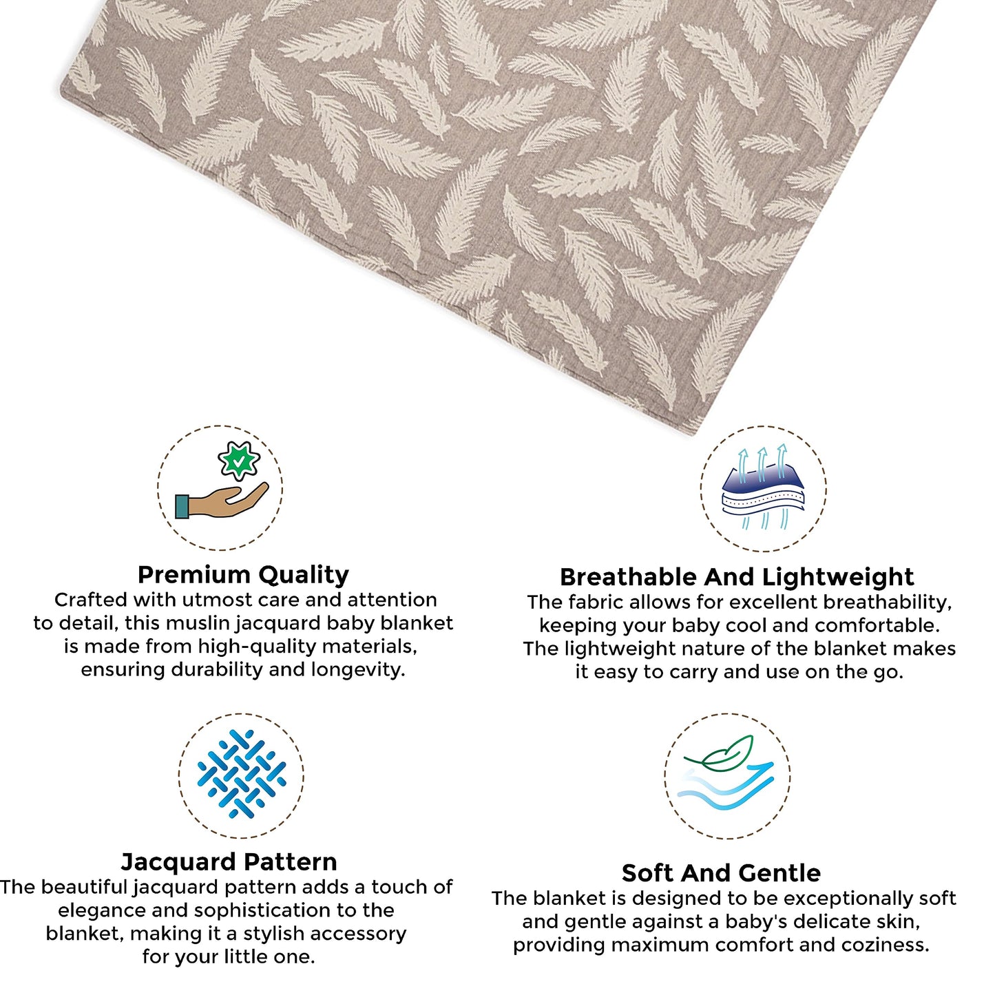 Crane Baby Blanket, 36” x 36”, Soft Cotton Quilted Nursery Blanket for Boys and Girls, Copper, Ezra Print