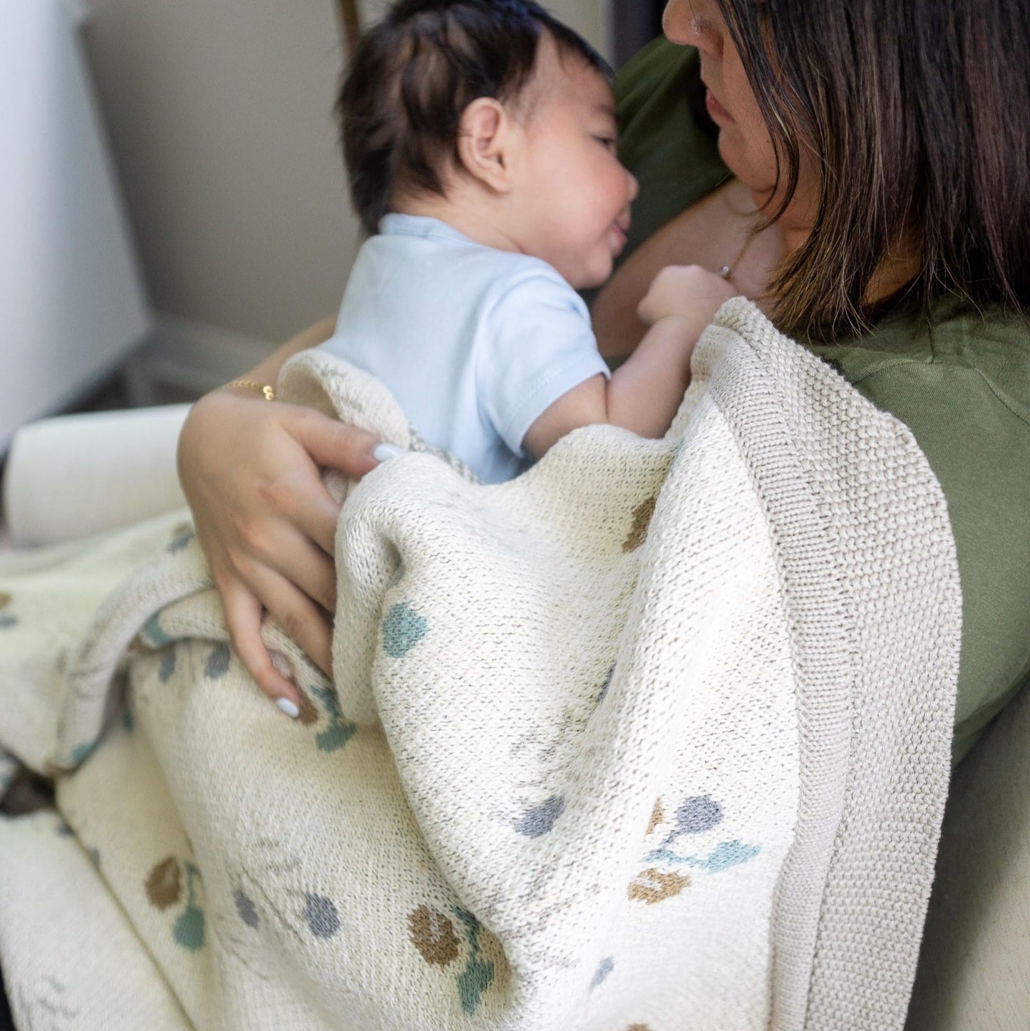 Crane Baby Blanket, 36” x 36”, Soft Cotton Quilted Nursery Blanket for Boys and Girls, Copper, Ezra Print