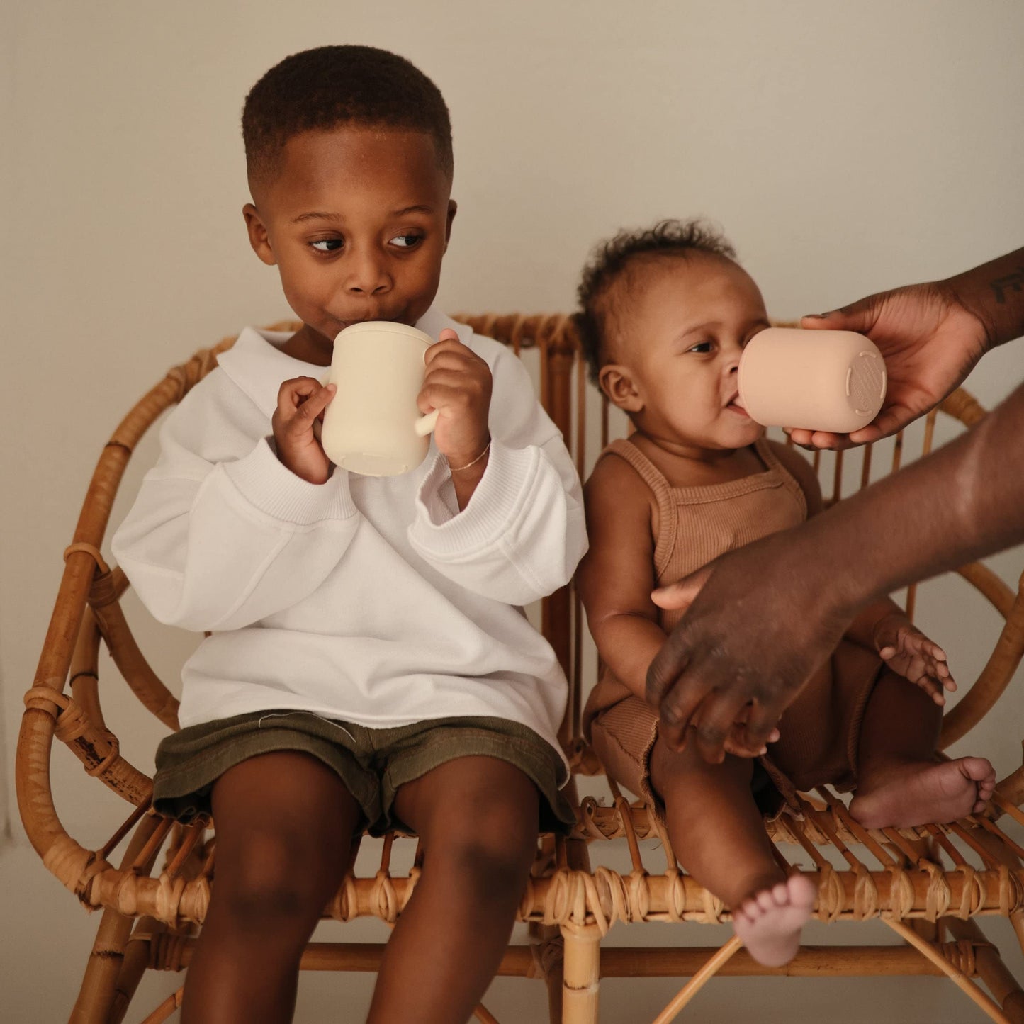 mushie 100% Silicone Training Cup & Straw for Toddlers | 6 Months+ (Whales)