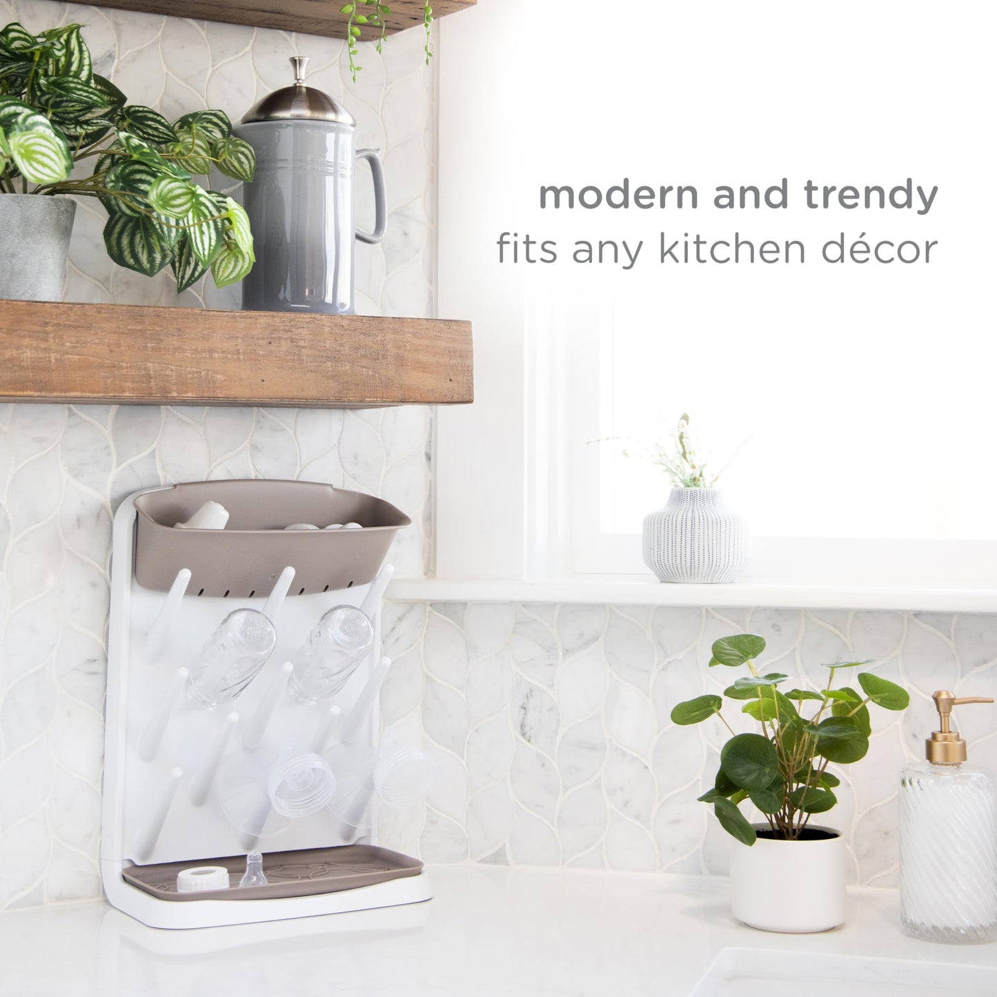 Ubbi Vertical Baby Bottle Drying Rack,Taupe