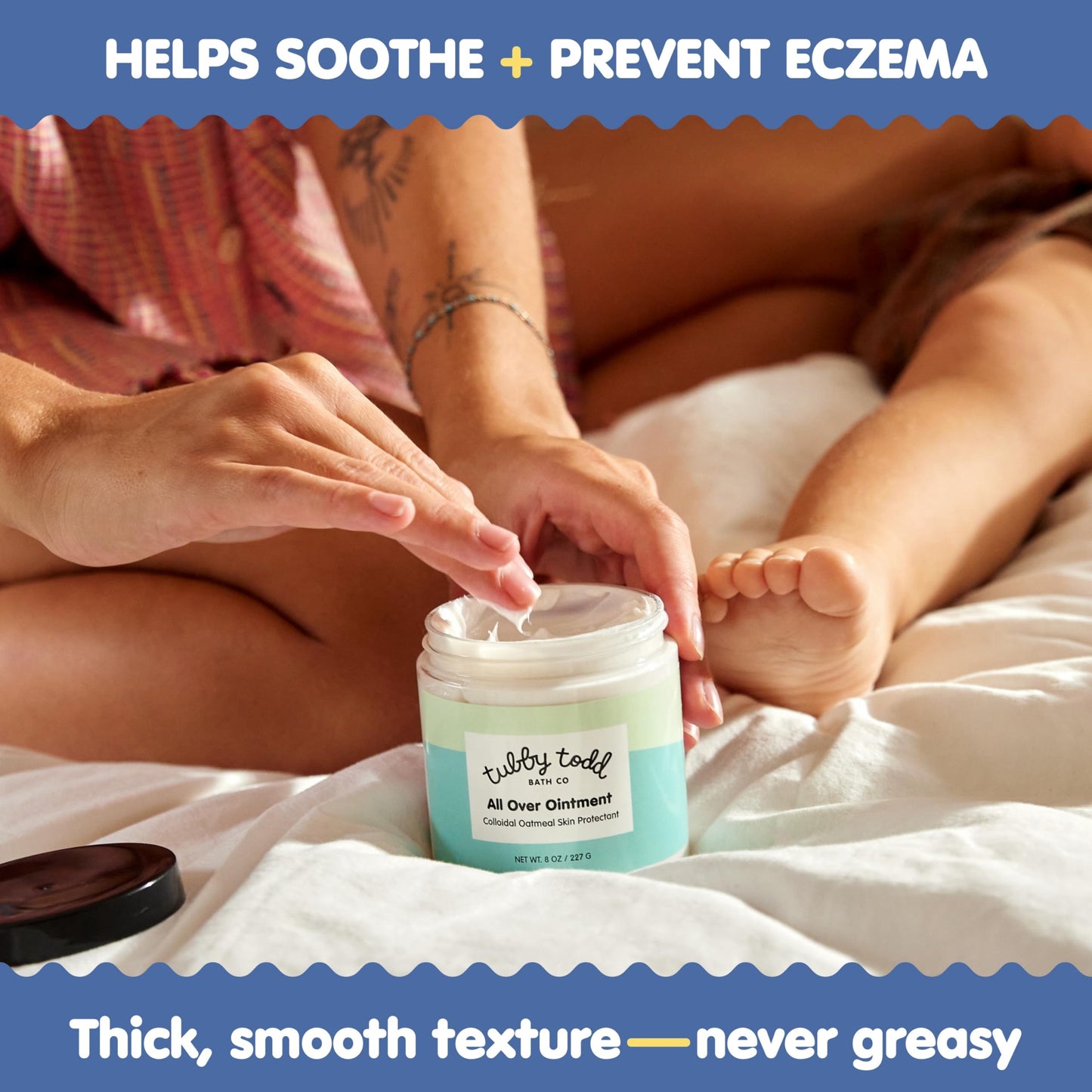 TUBBY TODD All Over Ointment - Baby Eczema Cream - Everyday Multi-Purpose Baby Skin Relief Cream - Sensitive Skin, Dry Skin & Irritation - Steroid & Gluten Free - Lavender Rosemary, 2 Pack 3.5oz & 8oz