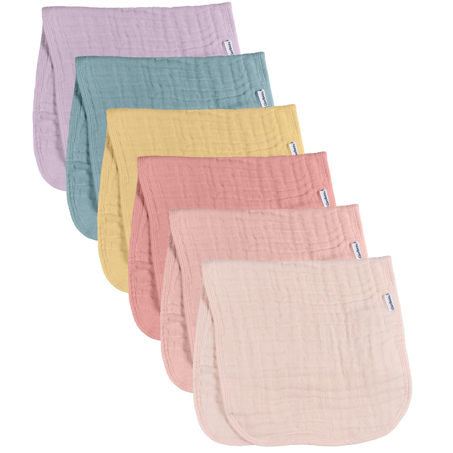 Gerber Baby Unisex Muslin Burp Cloths 6-Pack, Multi Browns, Large Size 20" x 10"