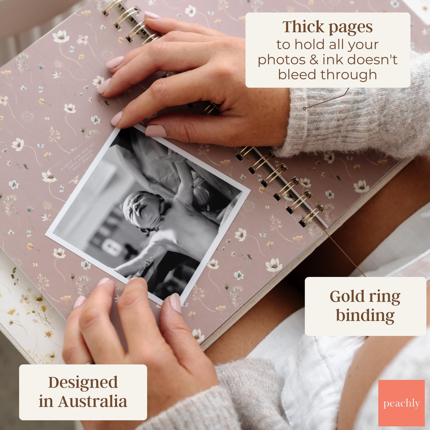 Peachly Pregnancy Journal - Linen Pregnancy Book to Capture Every Milestone - Pregnancy Must Haves - Baby Book Keepsake Pregnancy Journals For First Time Moms and Experienced Moms