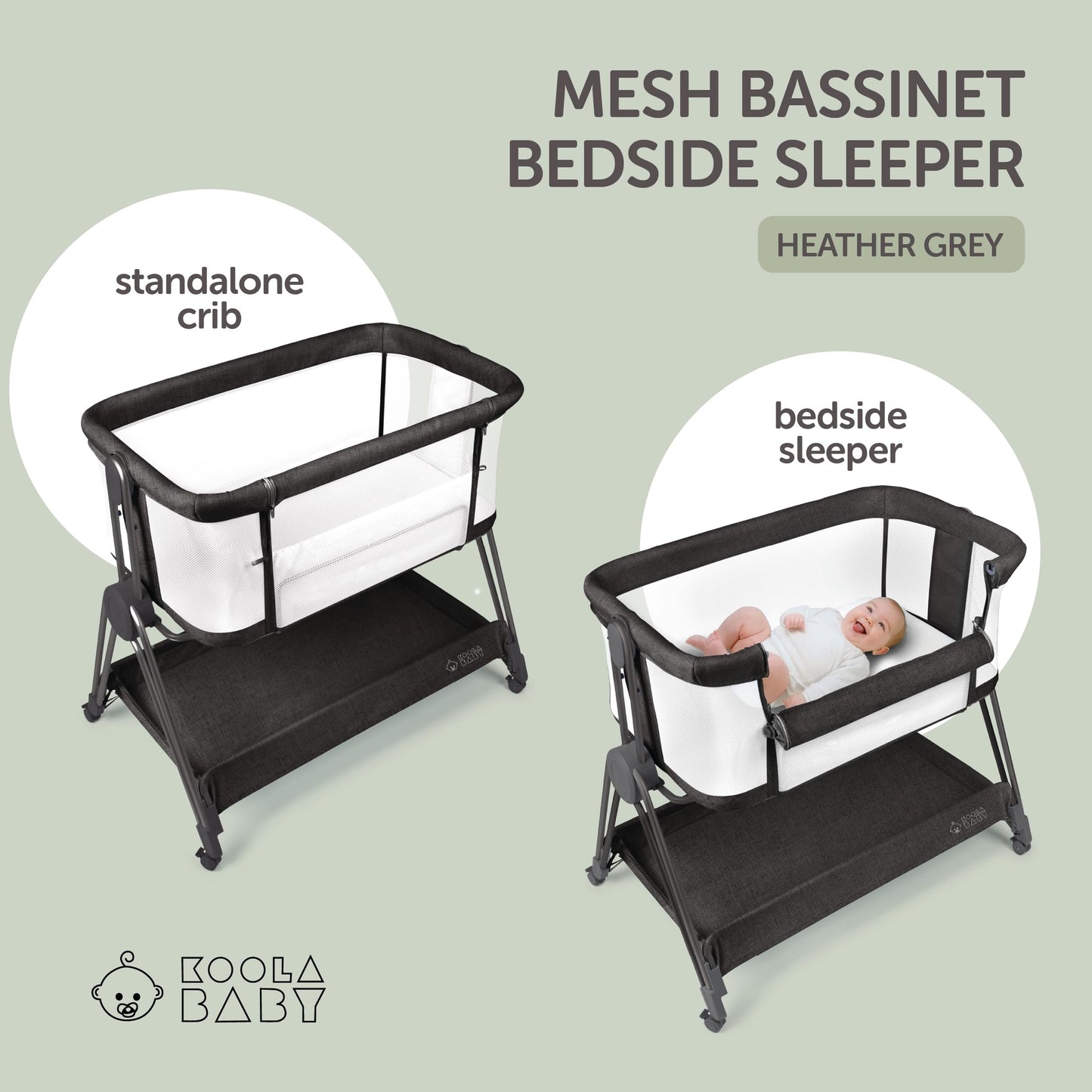Baby Bedside Sleeper - Bassinet & Bedside Crib with Height Adjustment & Wheels - Can Be Placed Next to Bed - Attaches to Parents Bed - Easy to Fold & Carry Bassinet for Girls (Pink)