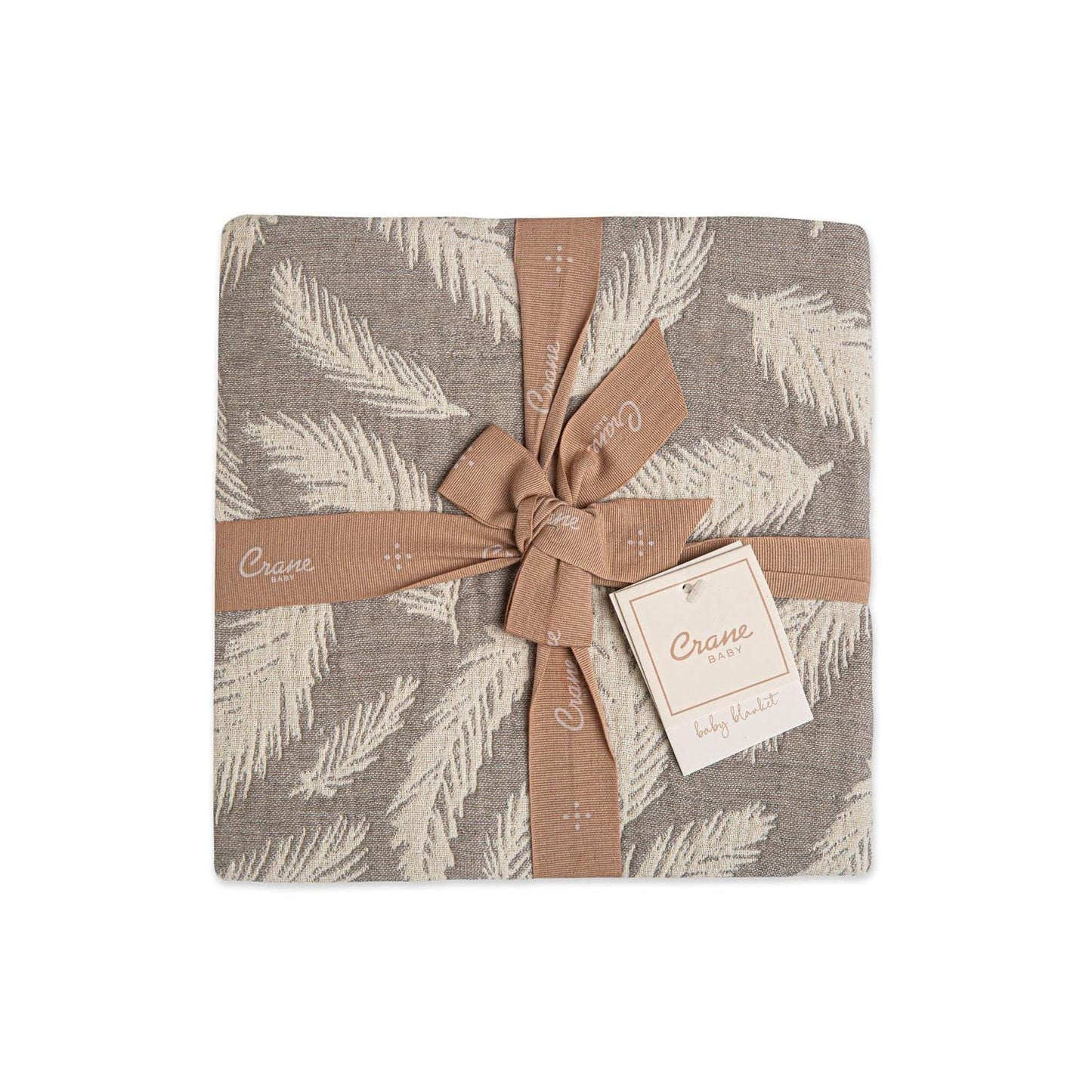 Crane Baby Blanket, 36” x 36”, Soft Cotton Quilted Nursery Blanket for Boys and Girls, Copper, Ezra Print