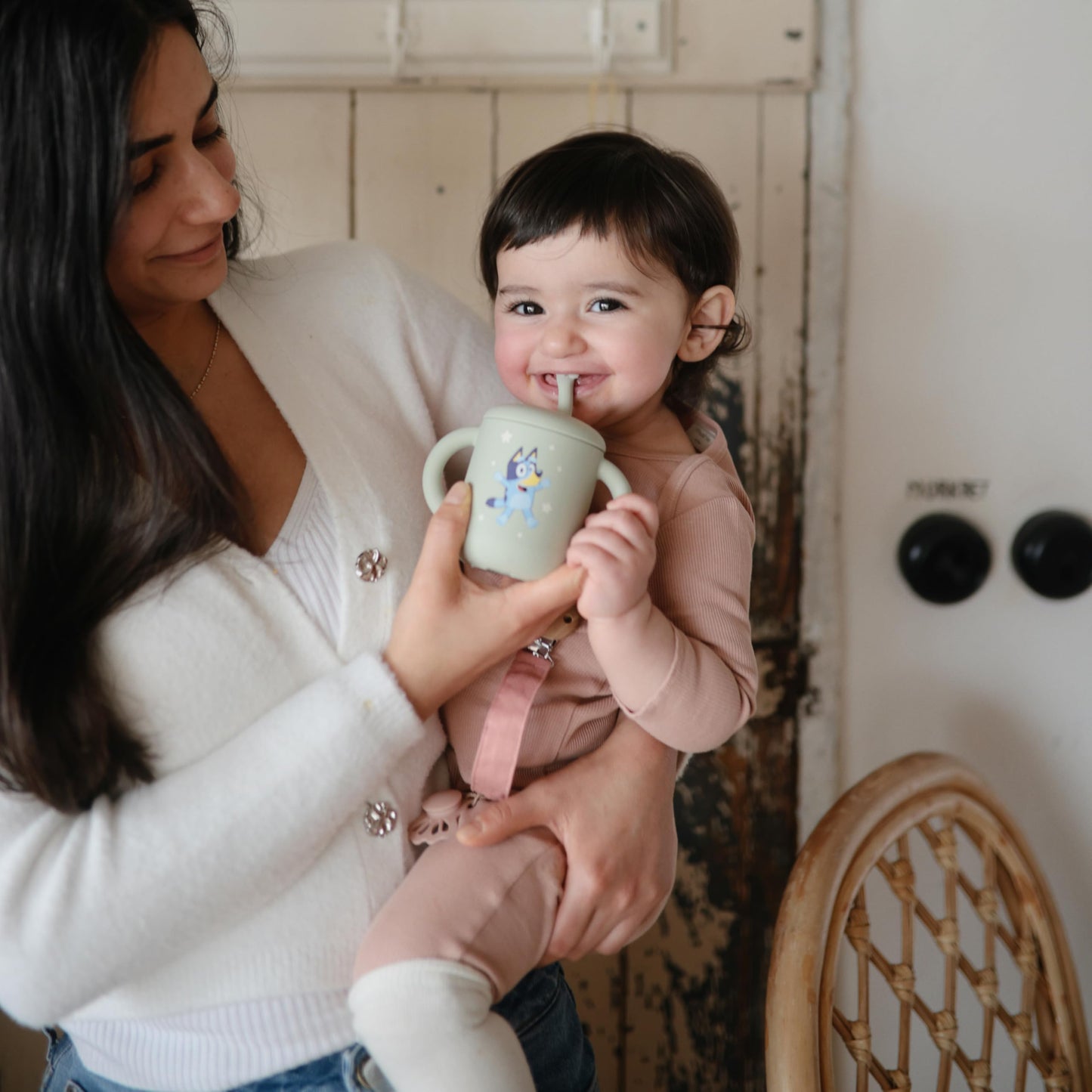 mushie 100% Silicone Training Cup & Straw for Toddlers | 6 Months+ (Whales)