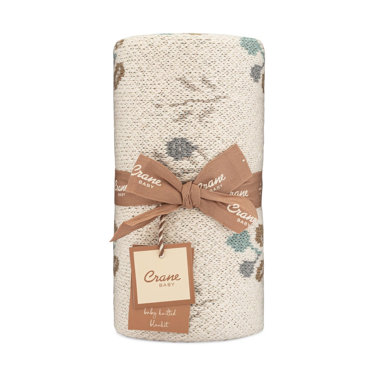 Crane Baby Blanket, 36” x 36”, Soft Cotton Quilted Nursery Blanket for Boys and Girls, Copper, Ezra Print