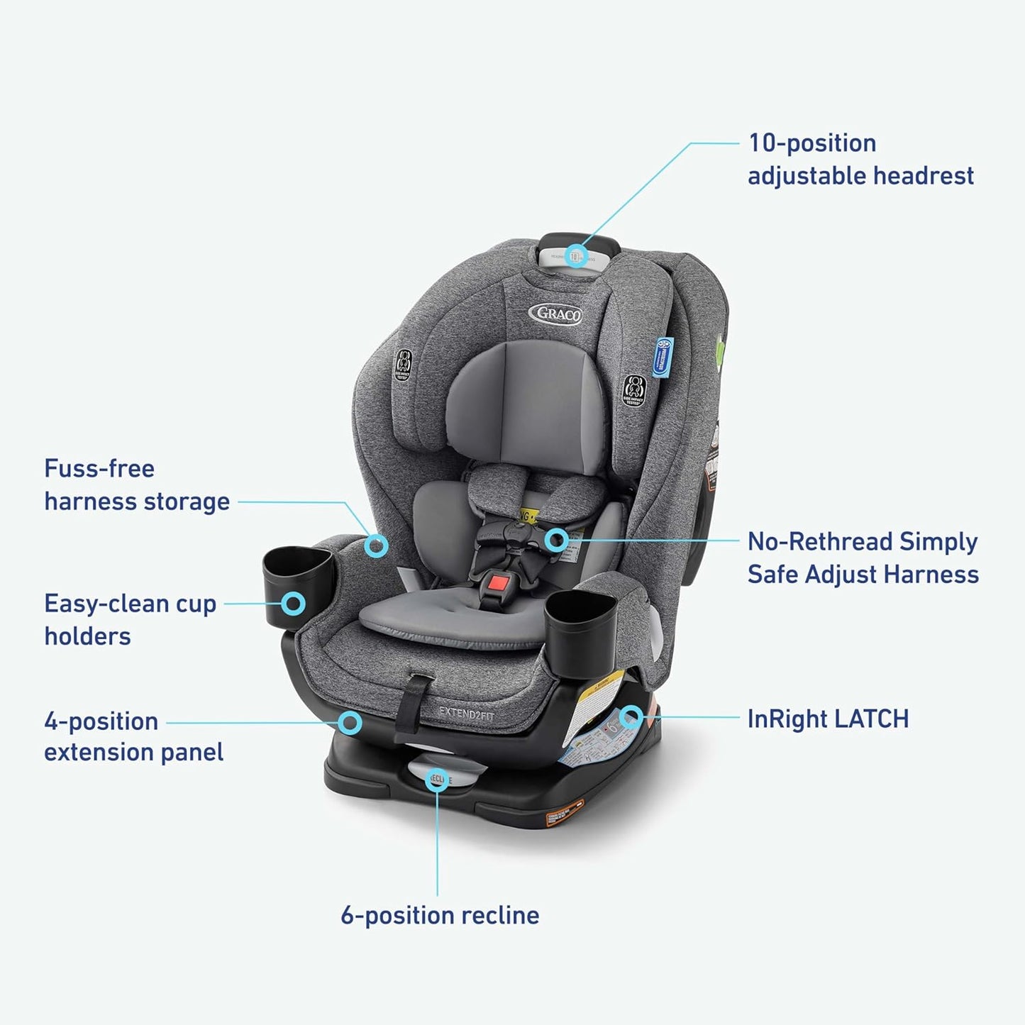 Graco Extend2Fit Convertible Baby Car Seat, Rear and Forward Facing