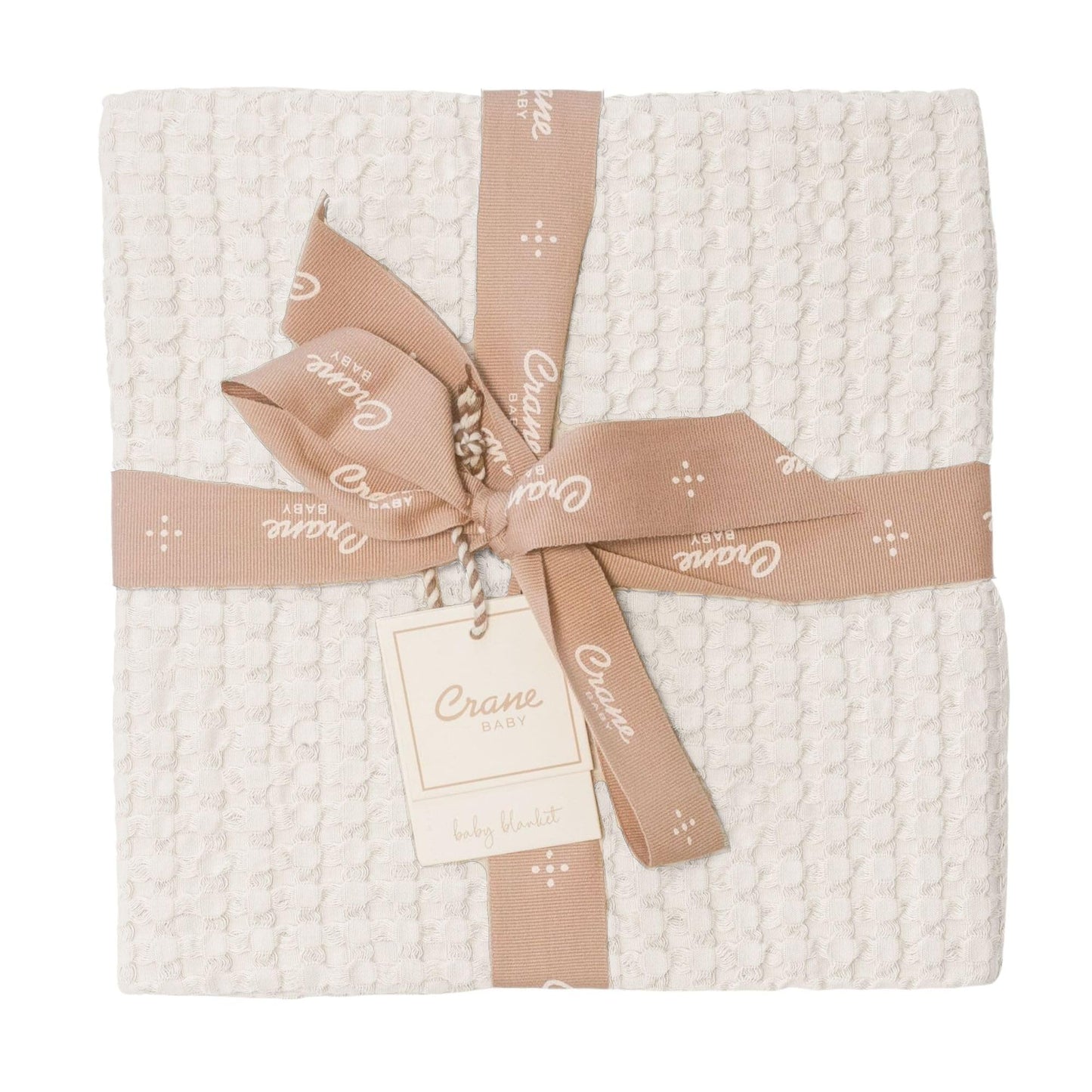 Crane Baby Blanket, 36” x 36”, Soft Cotton Quilted Nursery Blanket for Boys and Girls, Copper, Ezra Print