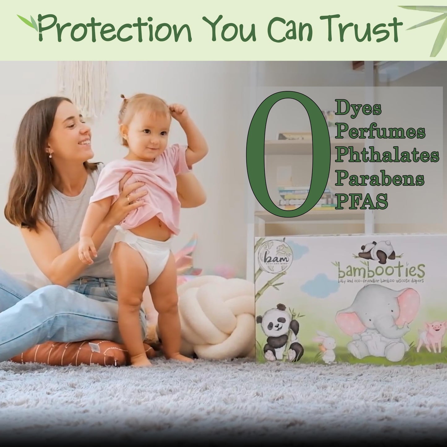 Bamboo Baby Diapers, Totally Chlorine Free,Non Toxic Eco Friendlier Plant-Based Materials.