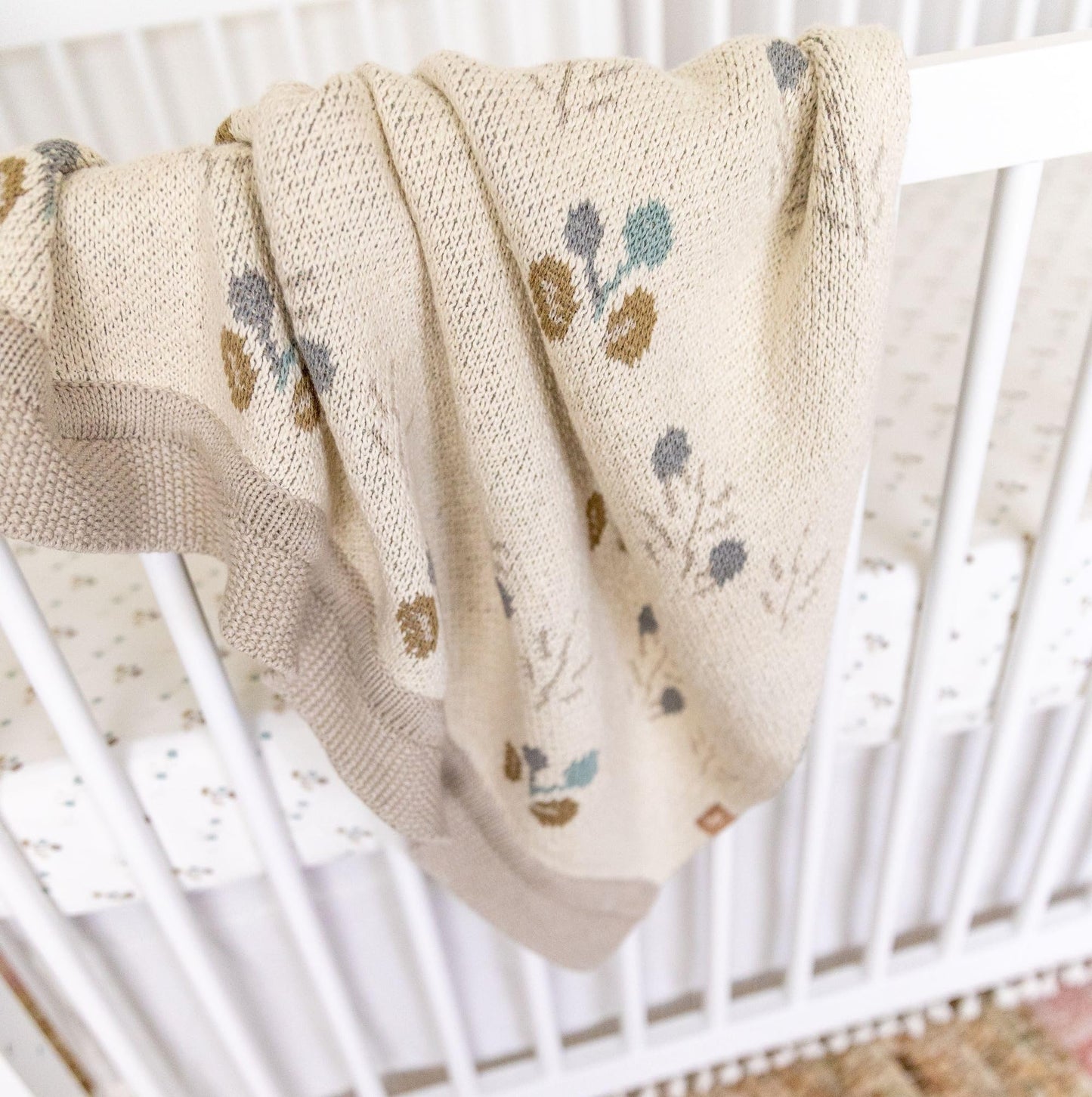 Crane Baby Blanket, 36” x 36”, Soft Cotton Quilted Nursery Blanket for Boys and Girls, Copper, Ezra Print