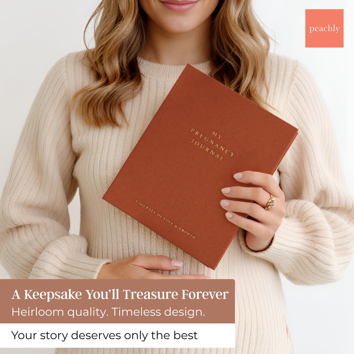 Peachly Pregnancy Journal - Linen Pregnancy Book to Capture Every Milestone - Pregnancy Must Haves - Baby Book Keepsake Pregnancy Journals For First Time Moms and Experienced Moms