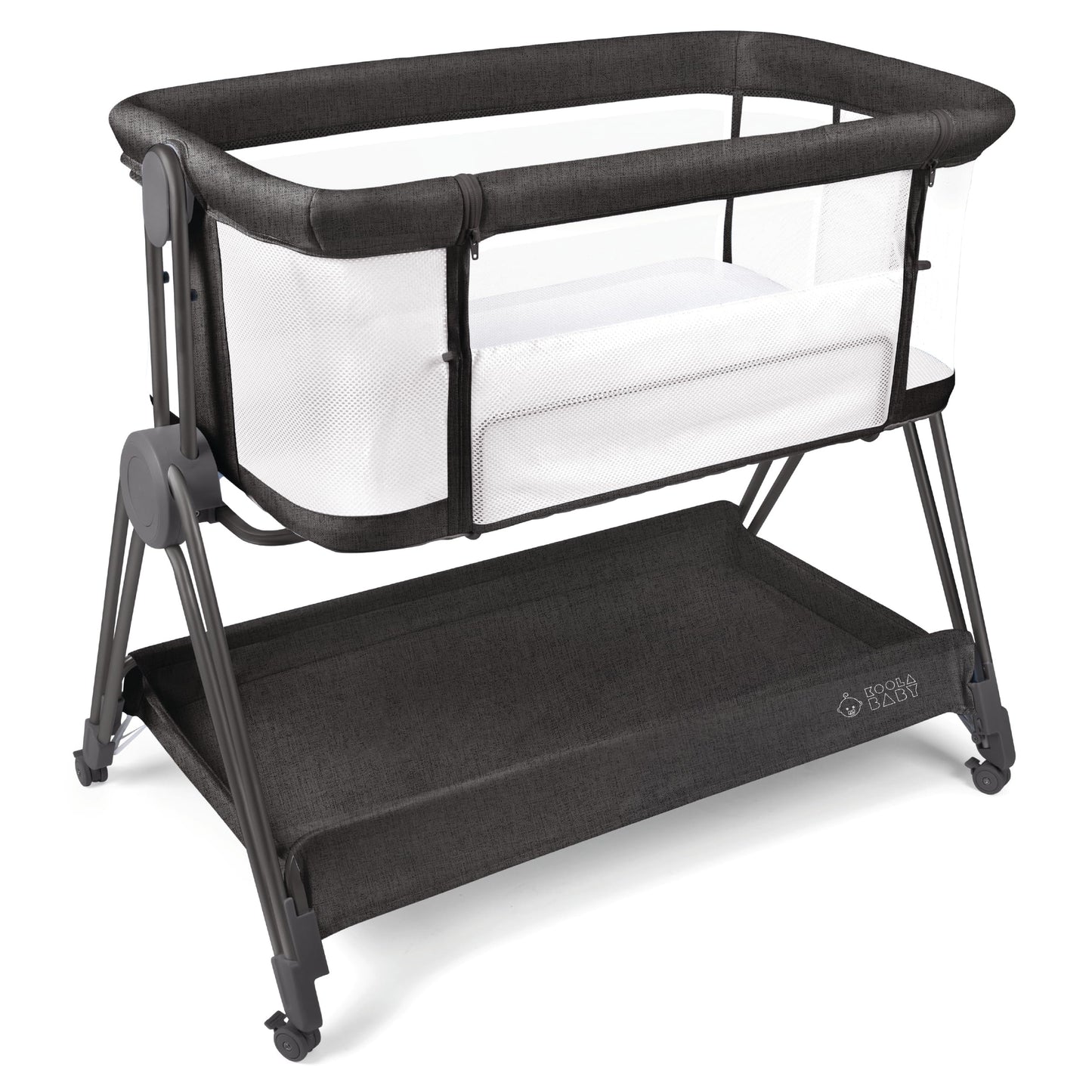 Baby Bedside Sleeper - Bassinet & Bedside Crib with Height Adjustment & Wheels - Can Be Placed Next to Bed - Attaches to Parents Bed - Easy to Fold & Carry Bassinet for Girls (Pink)