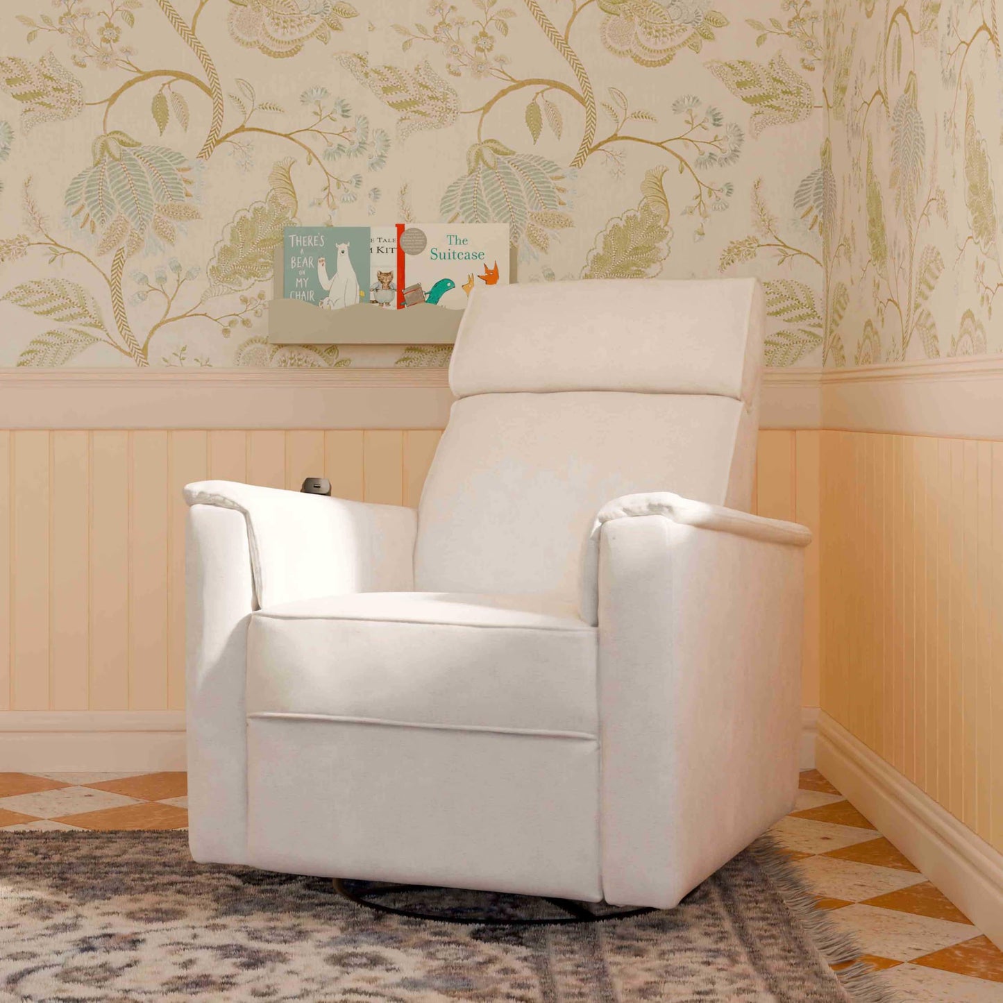 NAMESAKE Willa Plus Electric Power Recliner Chair with Headrest & USB Ports - Water & Stain Resistant Nursery Glider Rocking Chair for Nursing - GREENGUARD Gold Certified 270° Swivel Glider Recliner