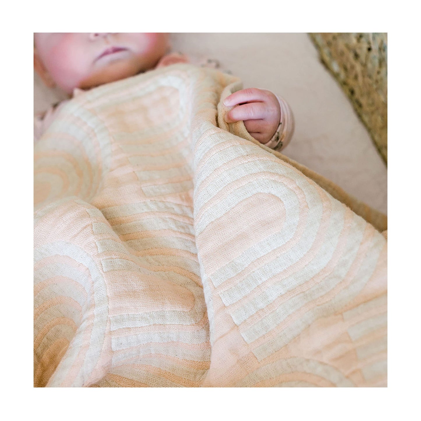 Crane Baby Blanket, 36” x 36”, Soft Cotton Quilted Nursery Blanket for Boys and Girls, Copper, Ezra Print