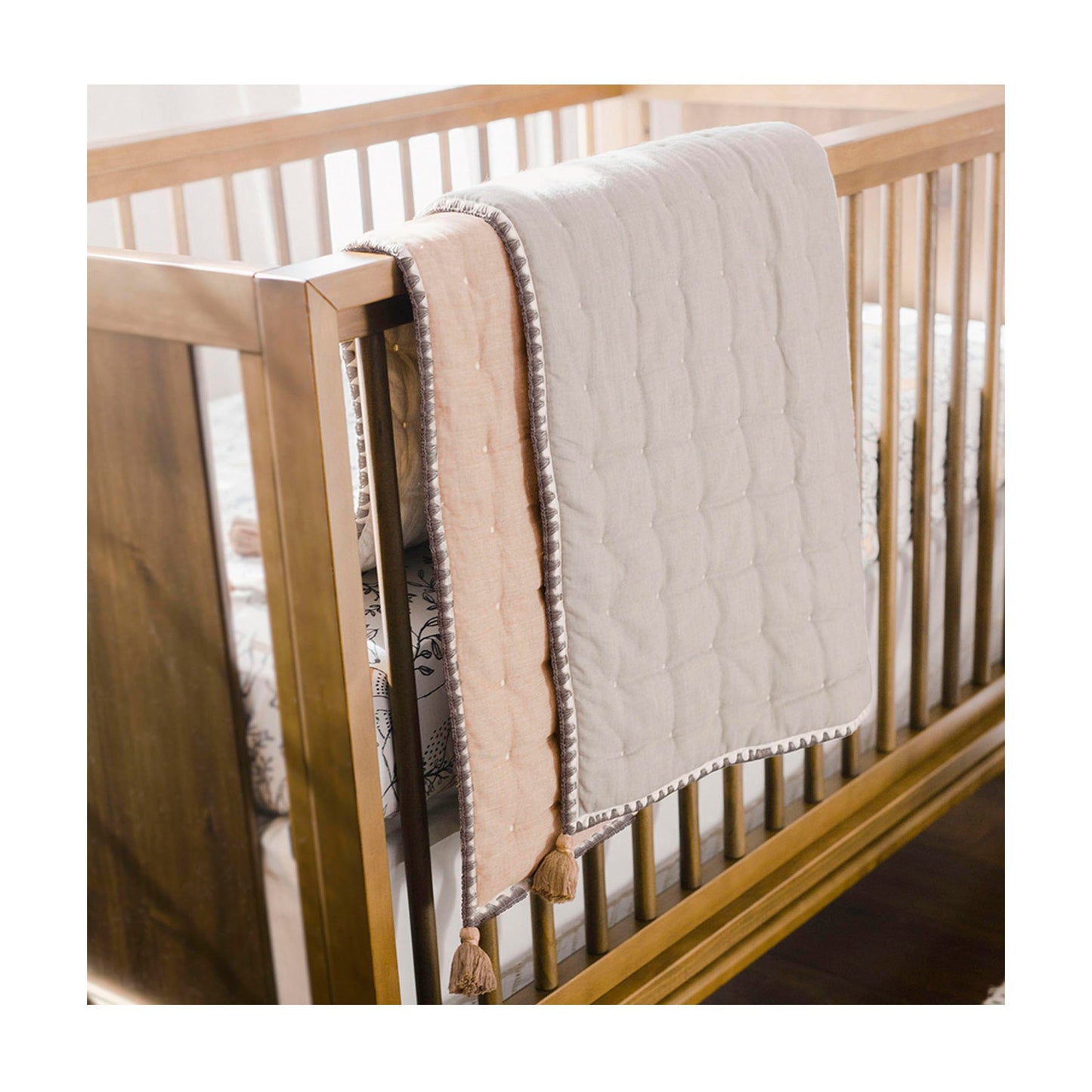 Crane Baby Blanket, 36” x 36”, Soft Cotton Quilted Nursery Blanket for Boys and Girls, Copper, Ezra Print