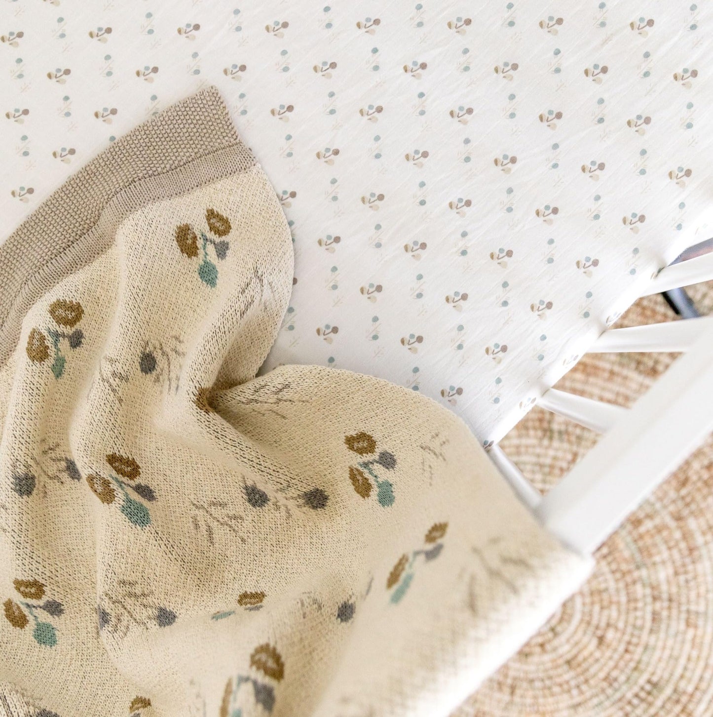 Crane Baby Blanket, 36” x 36”, Soft Cotton Quilted Nursery Blanket for Boys and Girls, Copper, Ezra Print