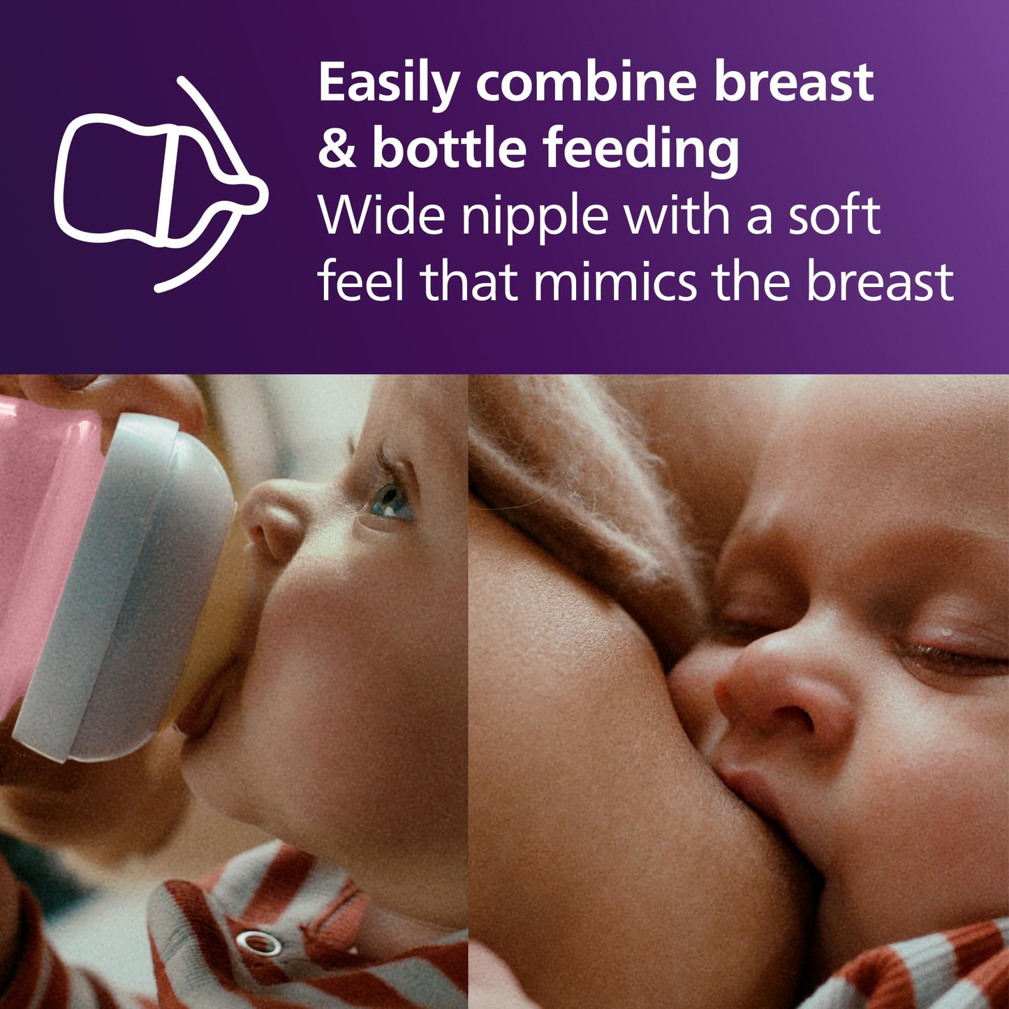 Philips Avent Natural Baby Bottles with Natural Response Nipples (Slow Flow, Flow 2), 4oz, 4-Pack