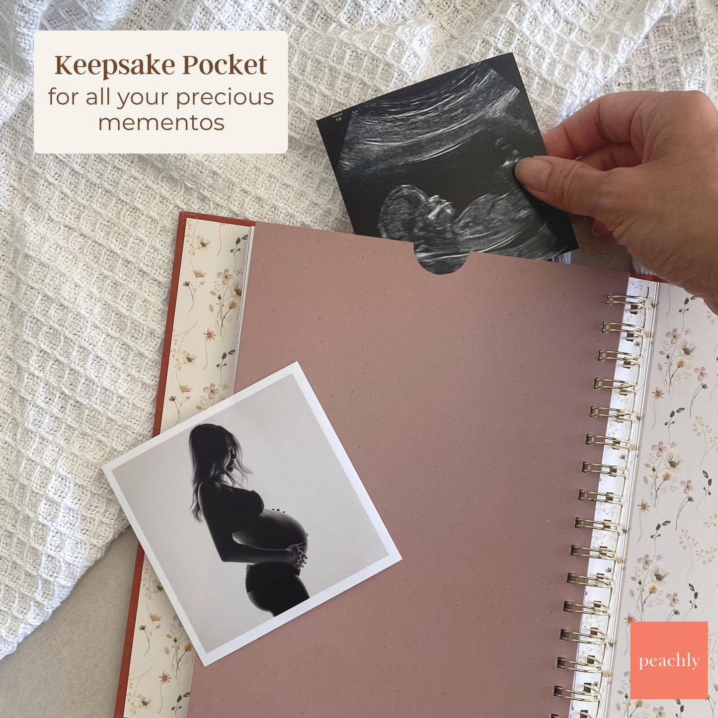 Peachly Pregnancy Journal - Linen Pregnancy Book to Capture Every Milestone - Pregnancy Must Haves - Baby Book Keepsake Pregnancy Journals For First Time Moms and Experienced Moms
