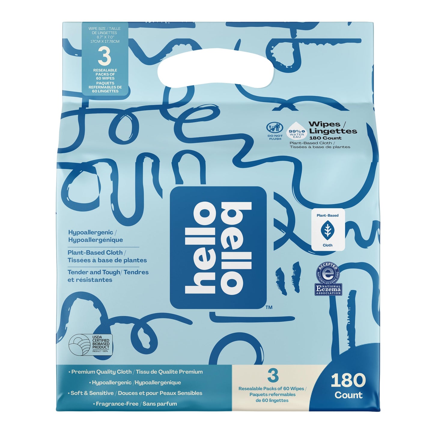 Hello Bello Extra Gentle Unscented Baby Wipes, Plant Based, Made with 99% Water and Aloe for Babies and Kids, 720 Count