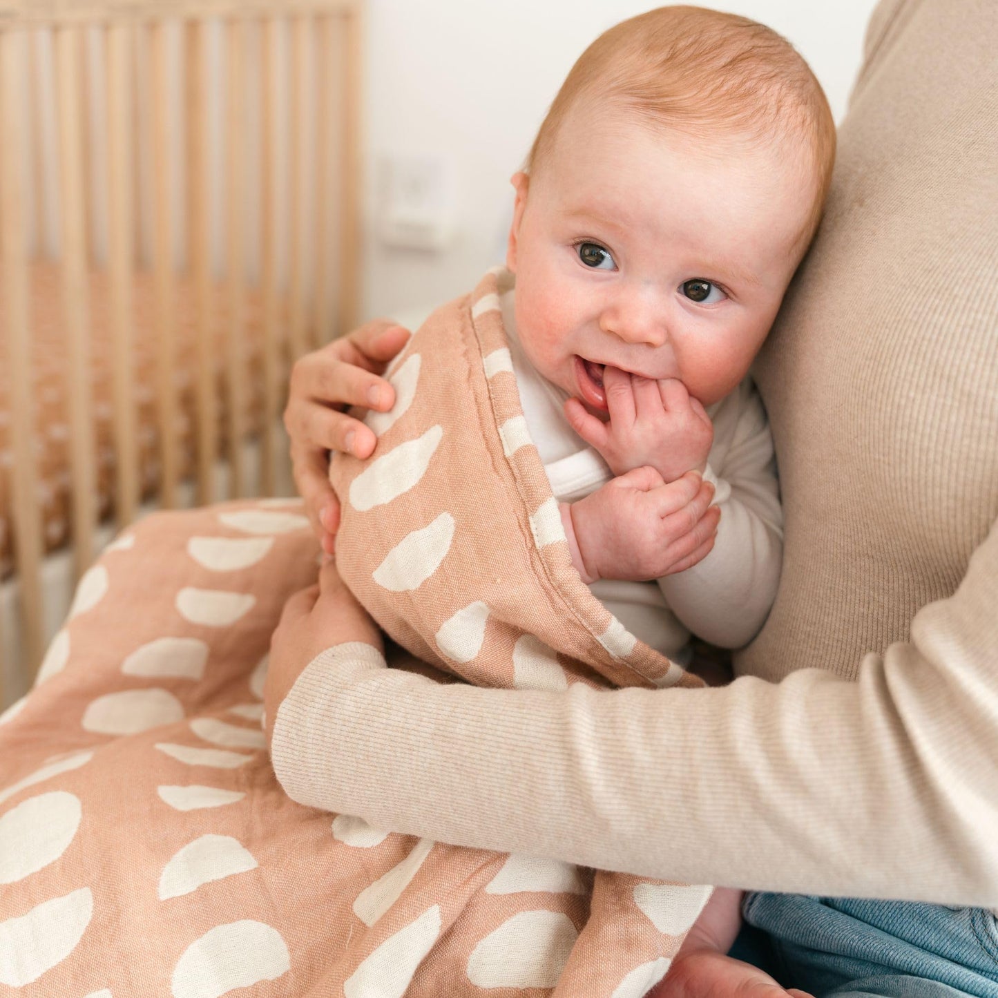 Crane Baby Blanket, 36” x 36”, Soft Cotton Quilted Nursery Blanket for Boys and Girls, Copper, Ezra Print