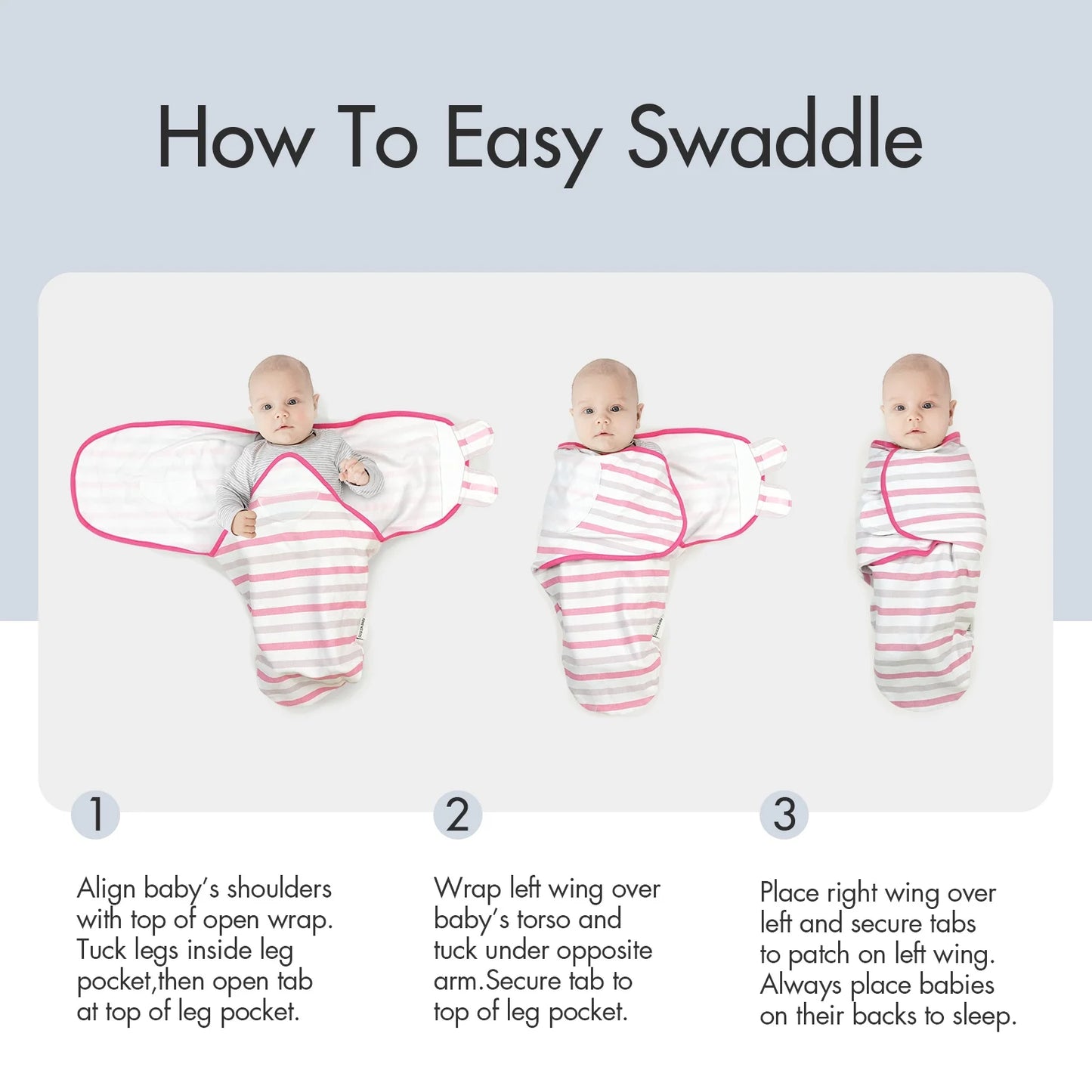 Swaddle Blankets for Baby Boy Girl, 0-3 Months Infant Swaddling Sleep Sack, 3 Pack Wrap Set, Newborn Adjustable Swaddle,Pink