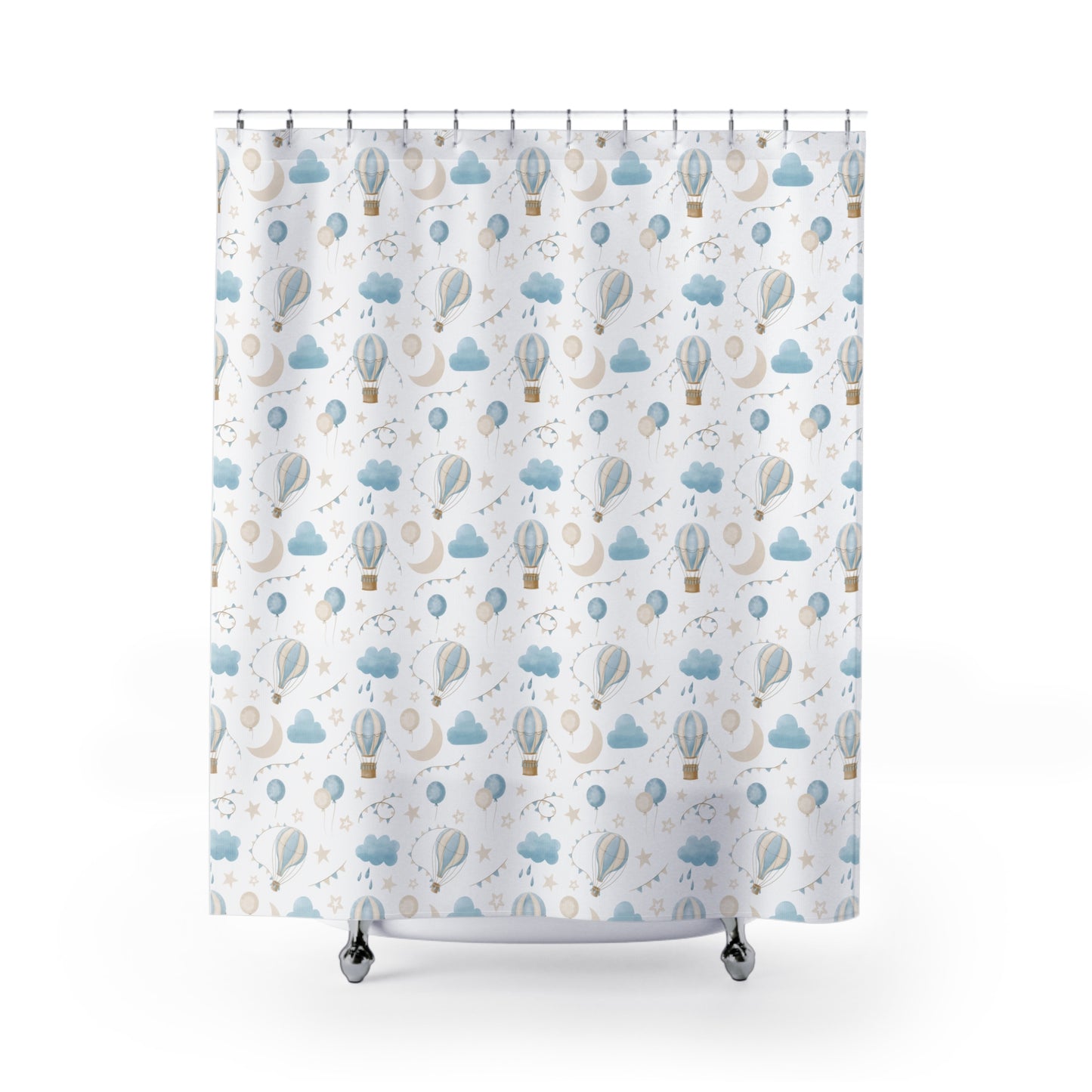 Child's Shower Curtain - Blue Air Balloons Design