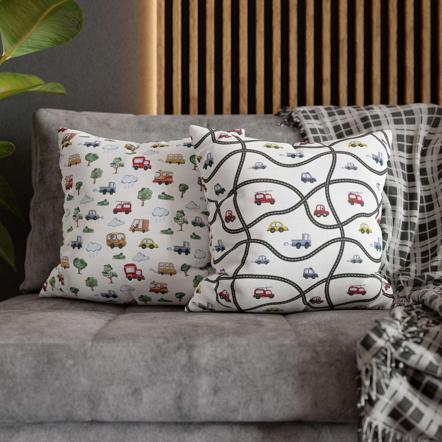 Throw Pillowcase Boy's Cute Cars