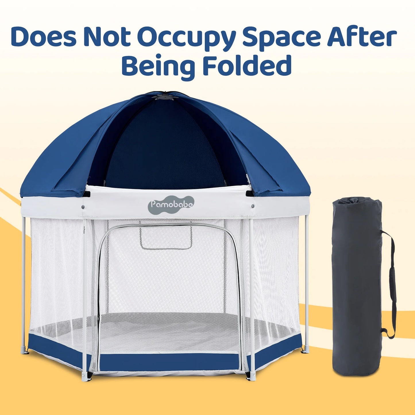 Unisex Premium Indoor and Outdoor Baby Playpen - Portable, Lightweight, Toddler Play Yard with Canopy and Travel Bag - Blue