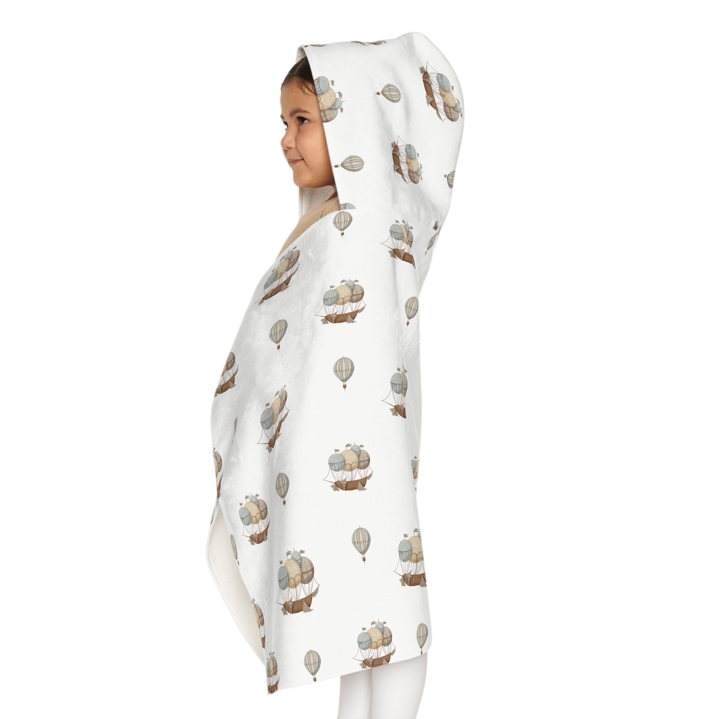 Kids Hooded Towel - Balloon Ships