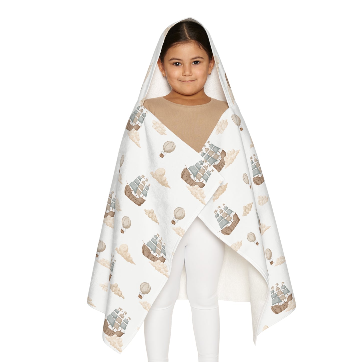 Child's Hooded Towel- Pirate Ship Clouds