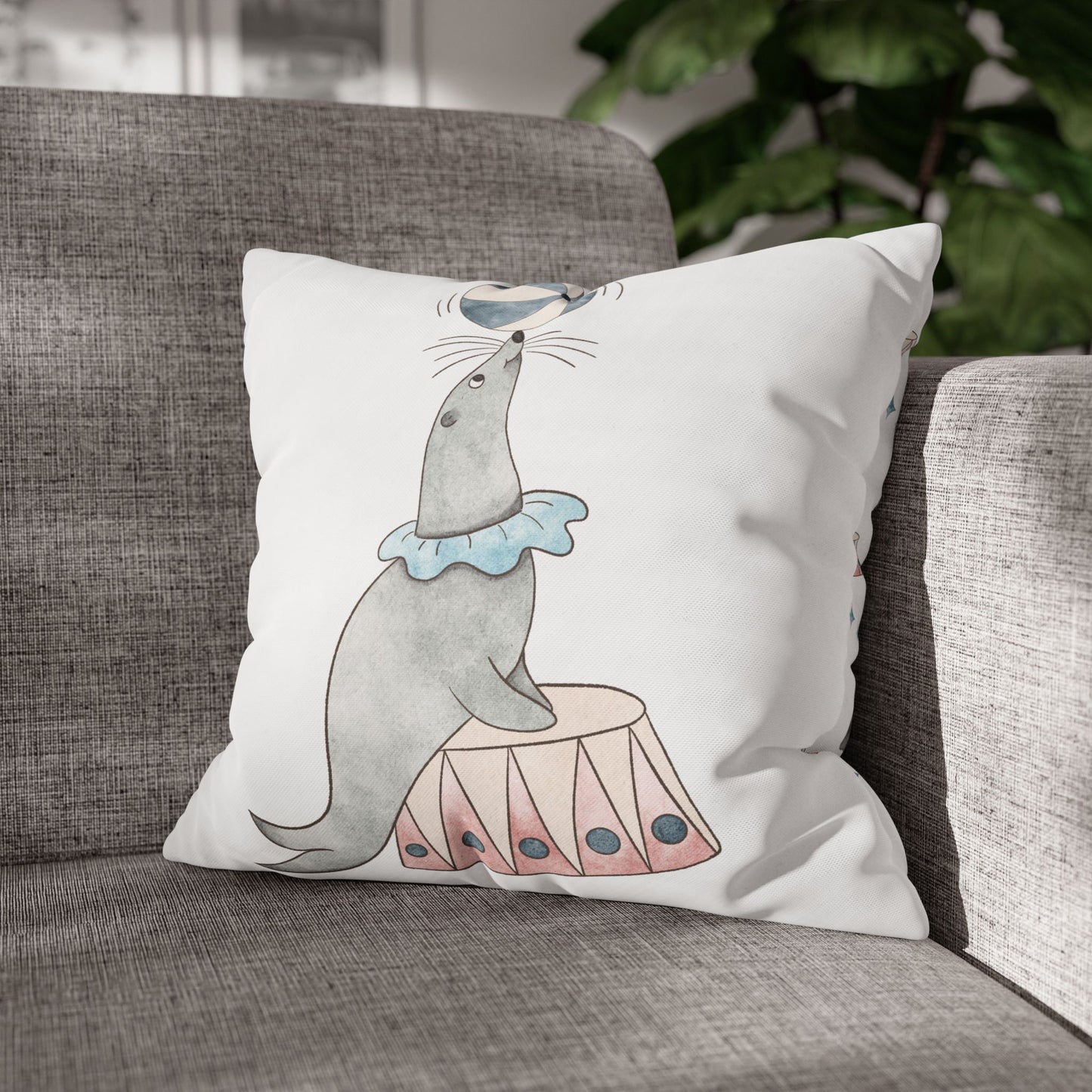 Throw Pillowcase Circus Seals