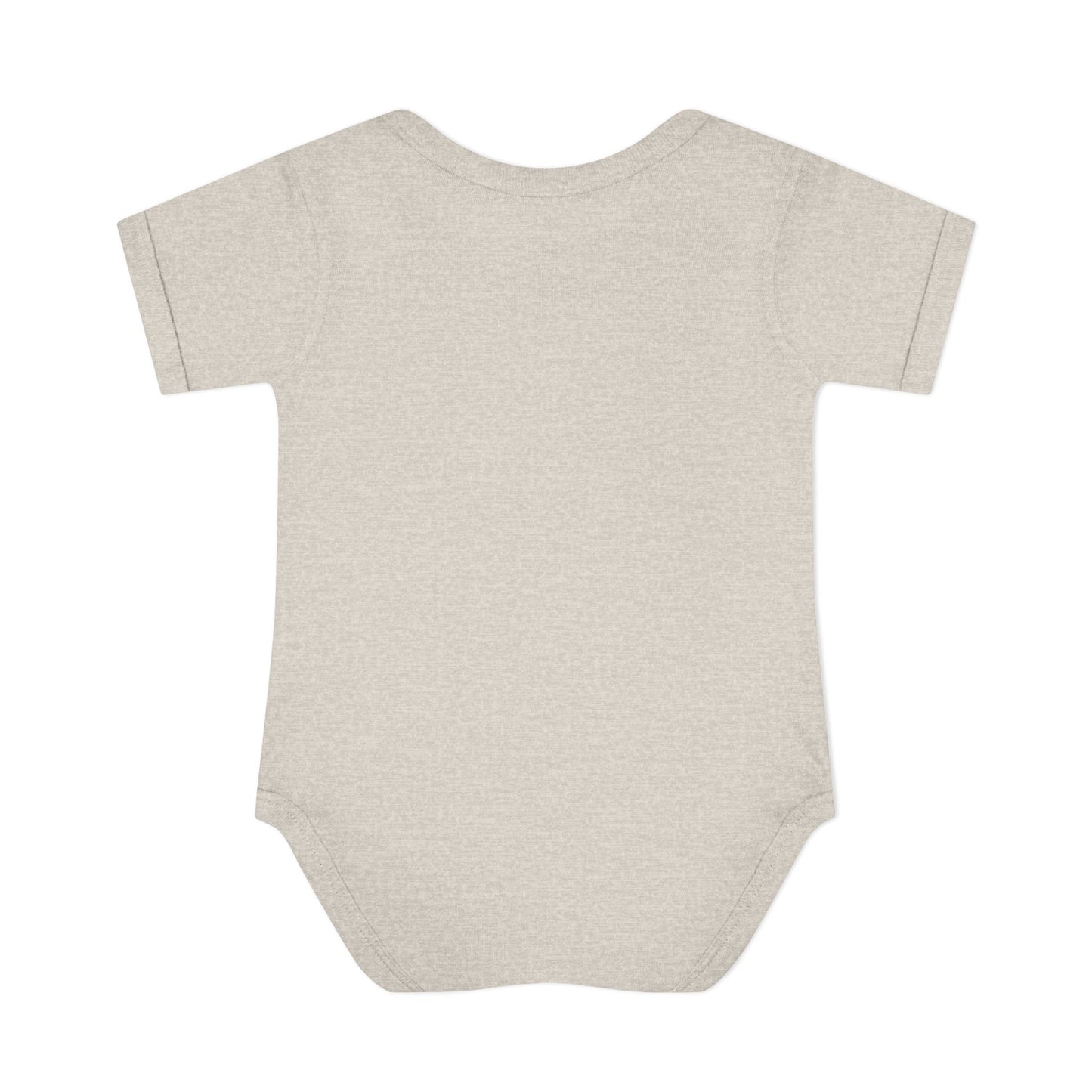 Beige baby onesie on a white background