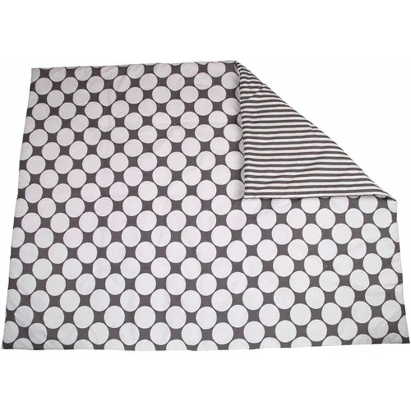 - Dots/Pin Stripes 4-Piece Toddler Bedding Set 100% Cotton Percale, Gray/Yellow