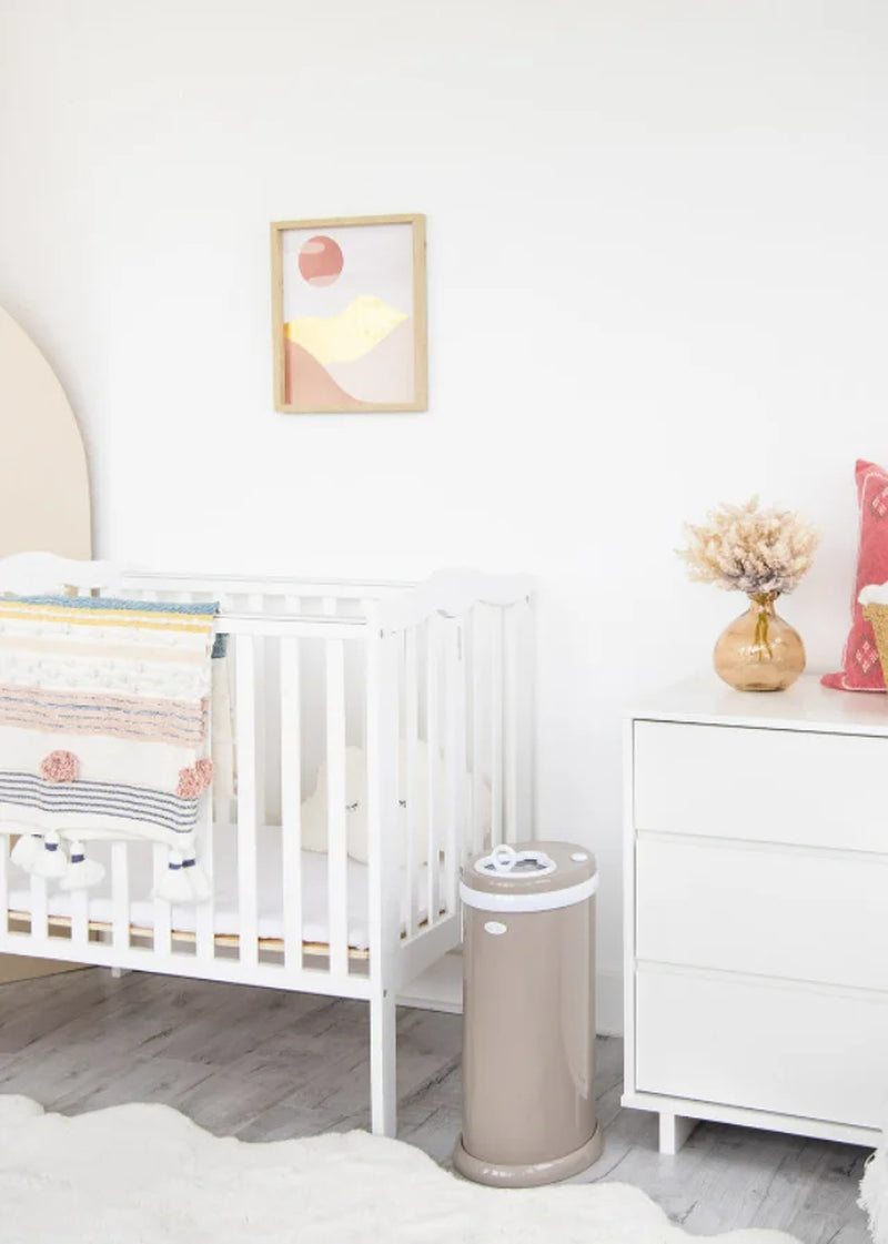 Stainless Steel Diaper Pail, Odor Locking, No Special Bag Required, Award-Winning, Registry Must-Have, Taupe