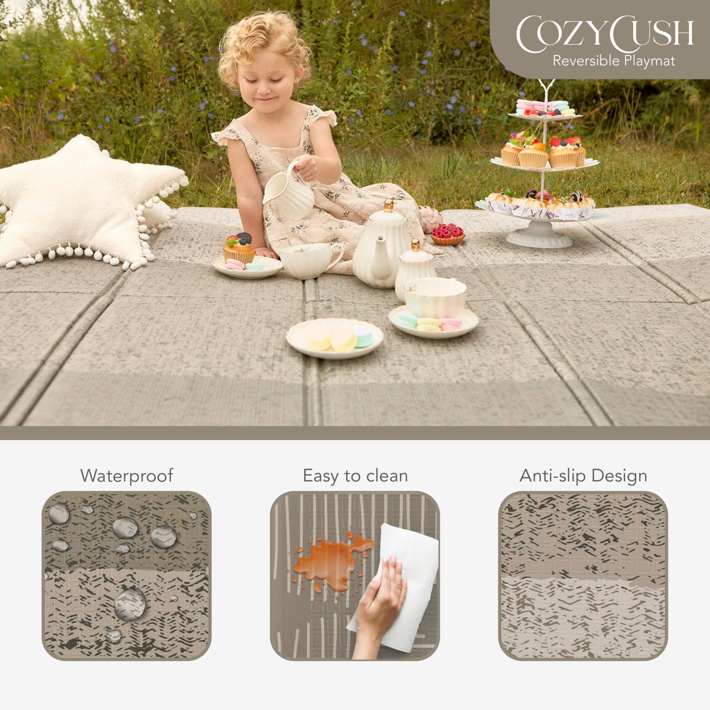 Evolur CozyCush Reversible Non-Toxic Baby Kids Playmat