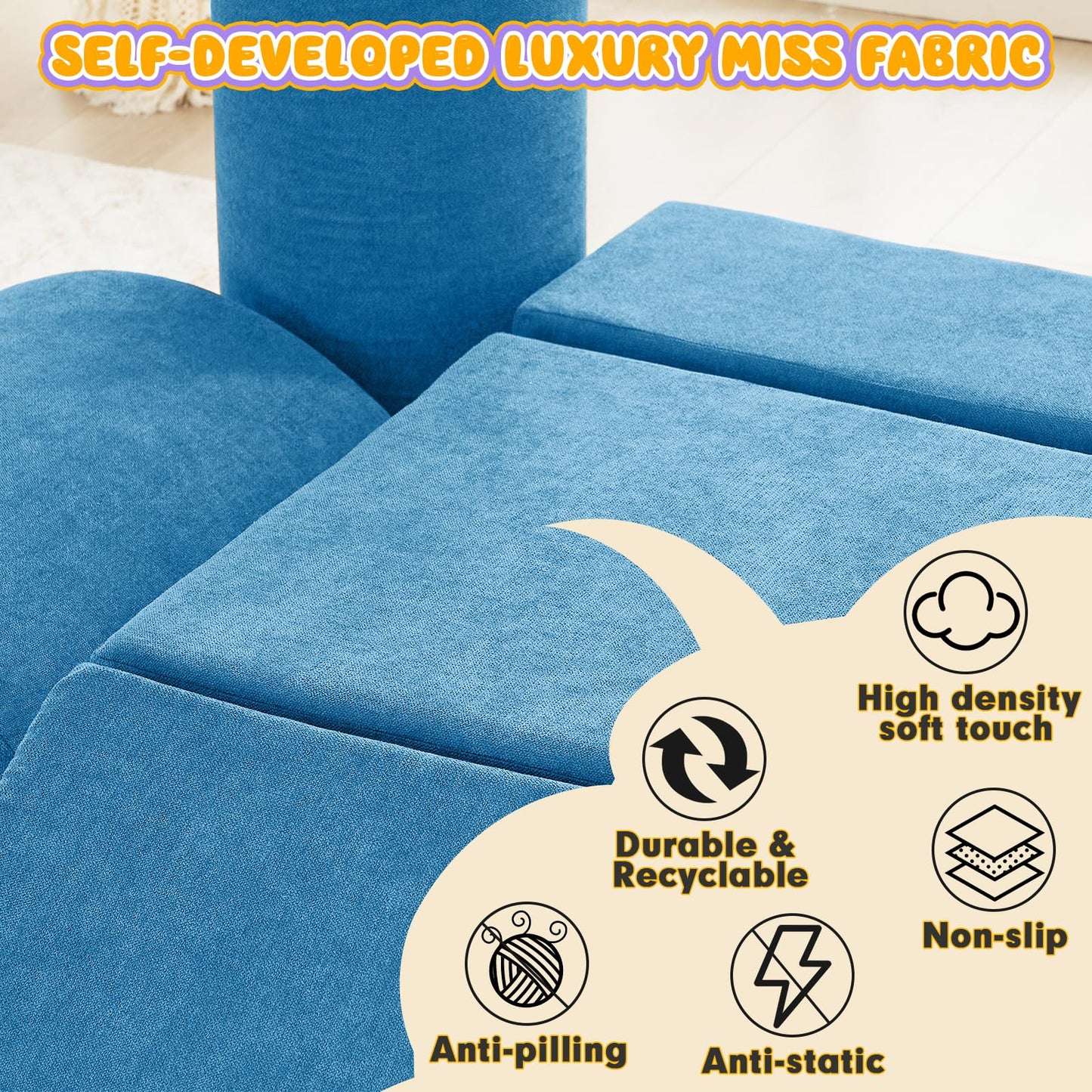 jela Foam Blocks 6Pcs Soft Play Equipment Waterproof Fabric, UV Resistant Toddler Climbing Toys Indoor& Outdoor Soft Play Climbing for Toddlers, Lightweight Climbing Blocks for Babies, Kids (Darkgrey)
