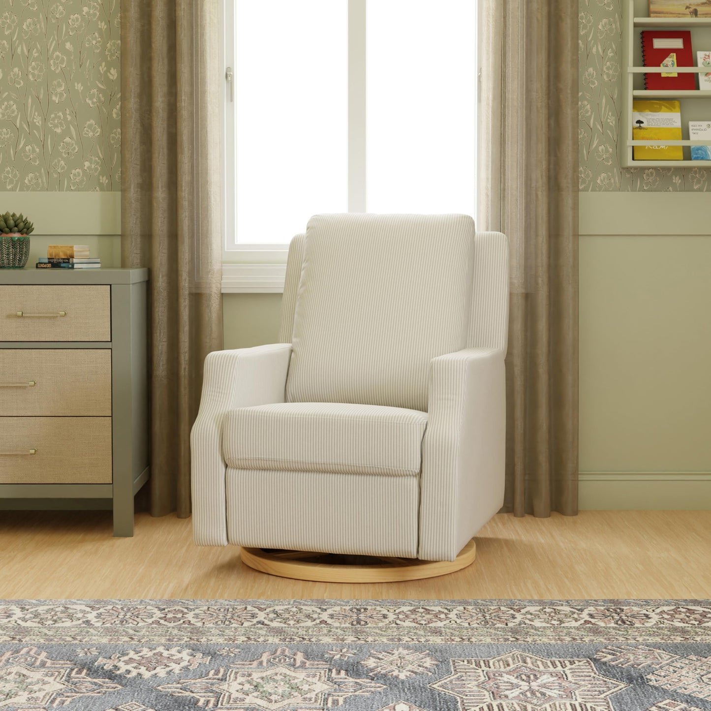 Namesake Crewe Glider Recliner Nursery Chair - GREENGUARD Gold & Certi-PUR US Certified, Ultra Cozy 360° Swivel Rocker Recliner
