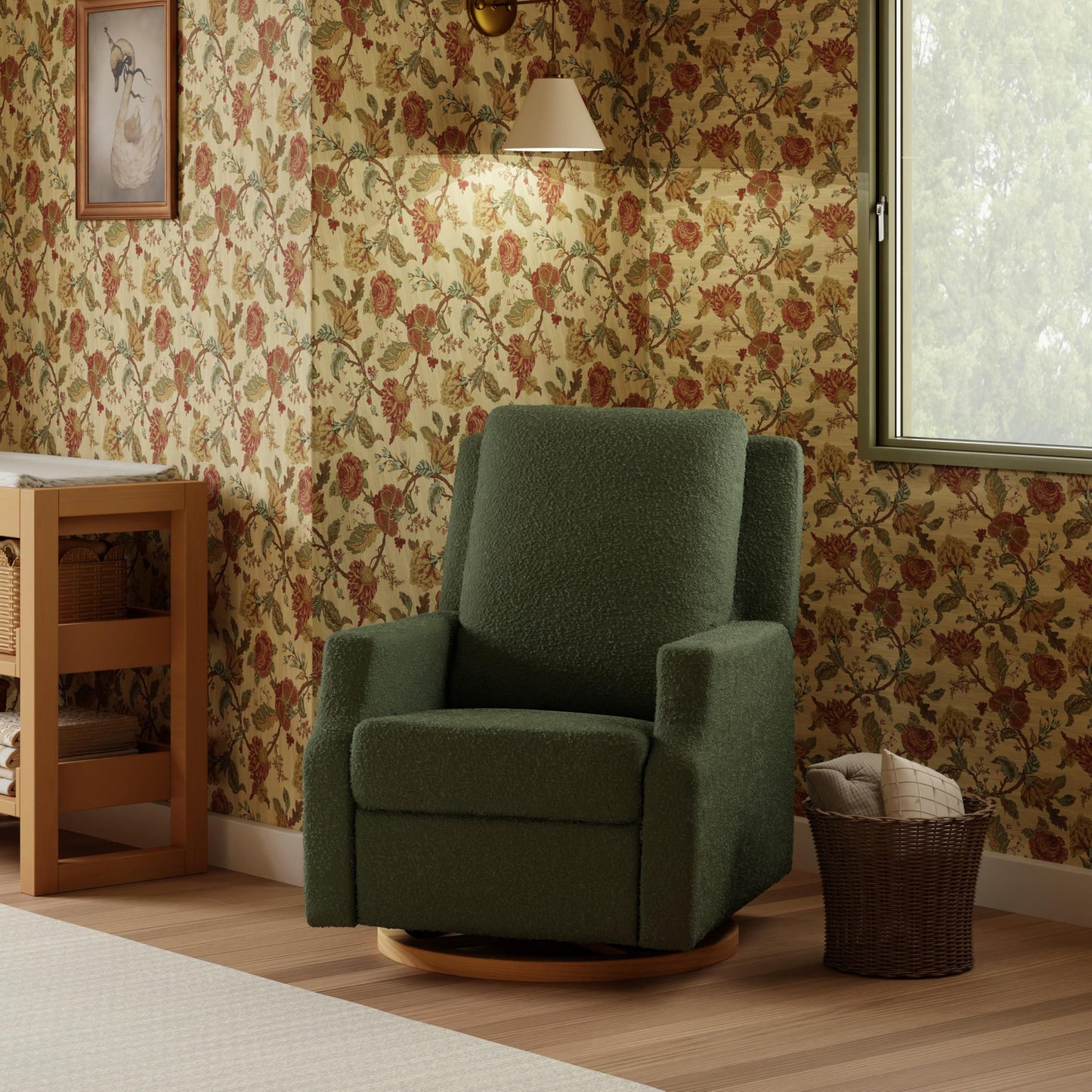 Namesake Crewe Glider Recliner Nursery Chair - GREENGUARD Gold & Certi-PUR US Certified, Ultra Cozy 360° Swivel Rocker Recliner